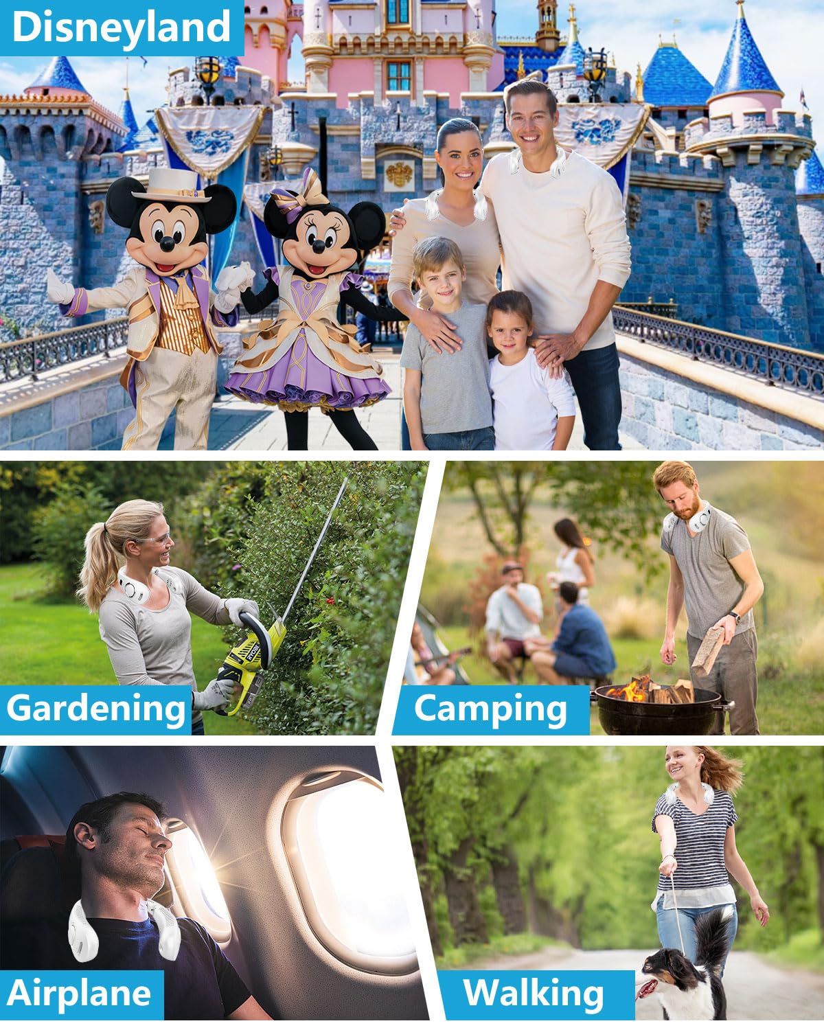 Neck Fan with Mist, Portable Neck Fans that Blow Cold Air,Folding Bladeless Personal Fan Mister, 5 Speeds USB-C Rechargeable Battery Operated Cooling Mising Fan for Women Men Kids White