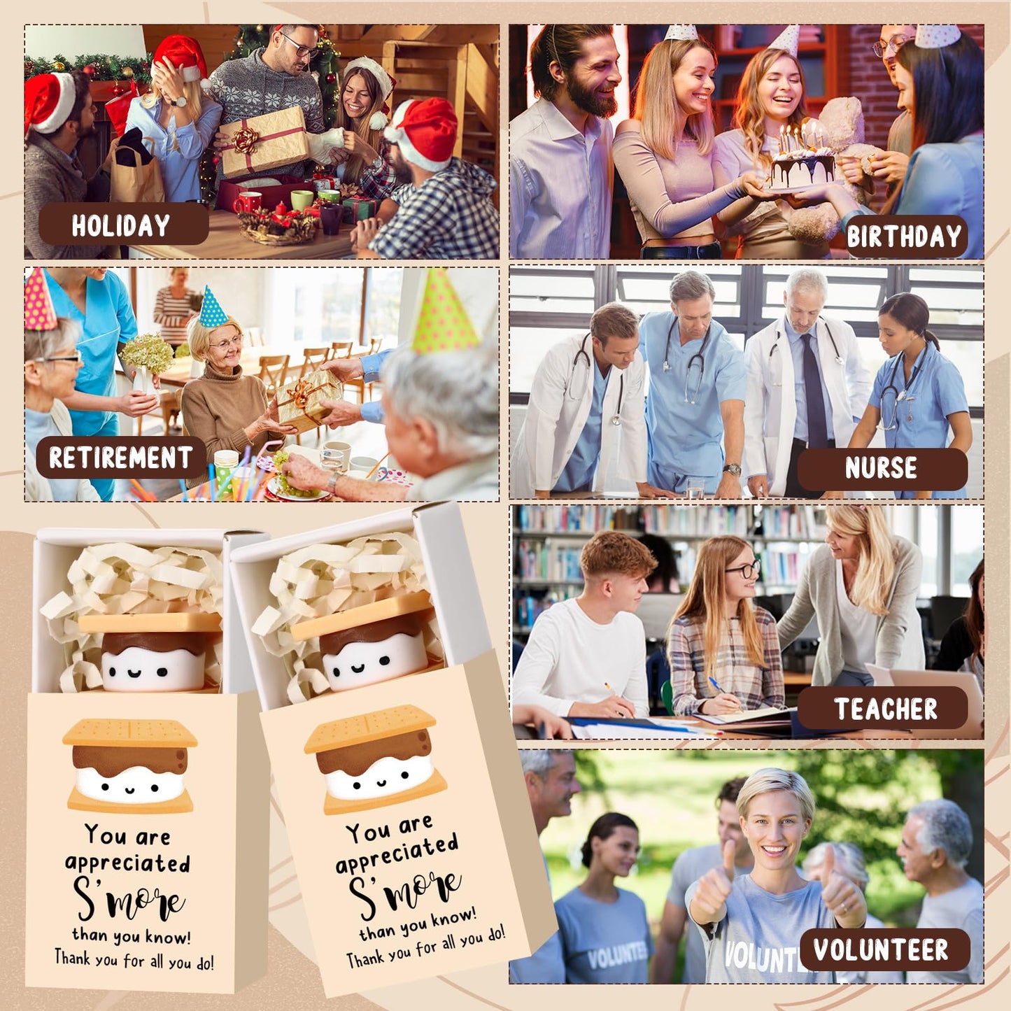 Wettarn 24 Sets S'more Appreciation Gifts Bulk Marshmallow with Box Party Favors Thank You Gift Rewards for Students Teacher Employee Nurse Coworkers Staff Team