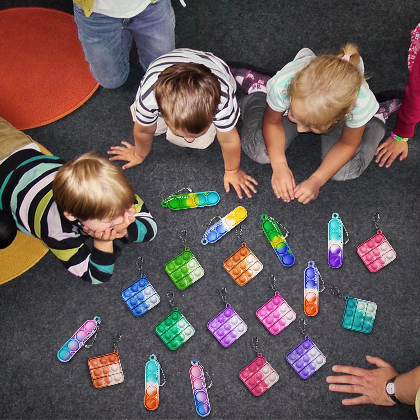 amicbng 130 Pcs Pop Keychain Party Favors ,Mini Pop Keychain It Fidget Toy Bulk Stocking Pinata Stuffers Birthday Carnival Treasure Classroom Prizes Toddler Toys Fidget Pack Stress Relief Toys (130)