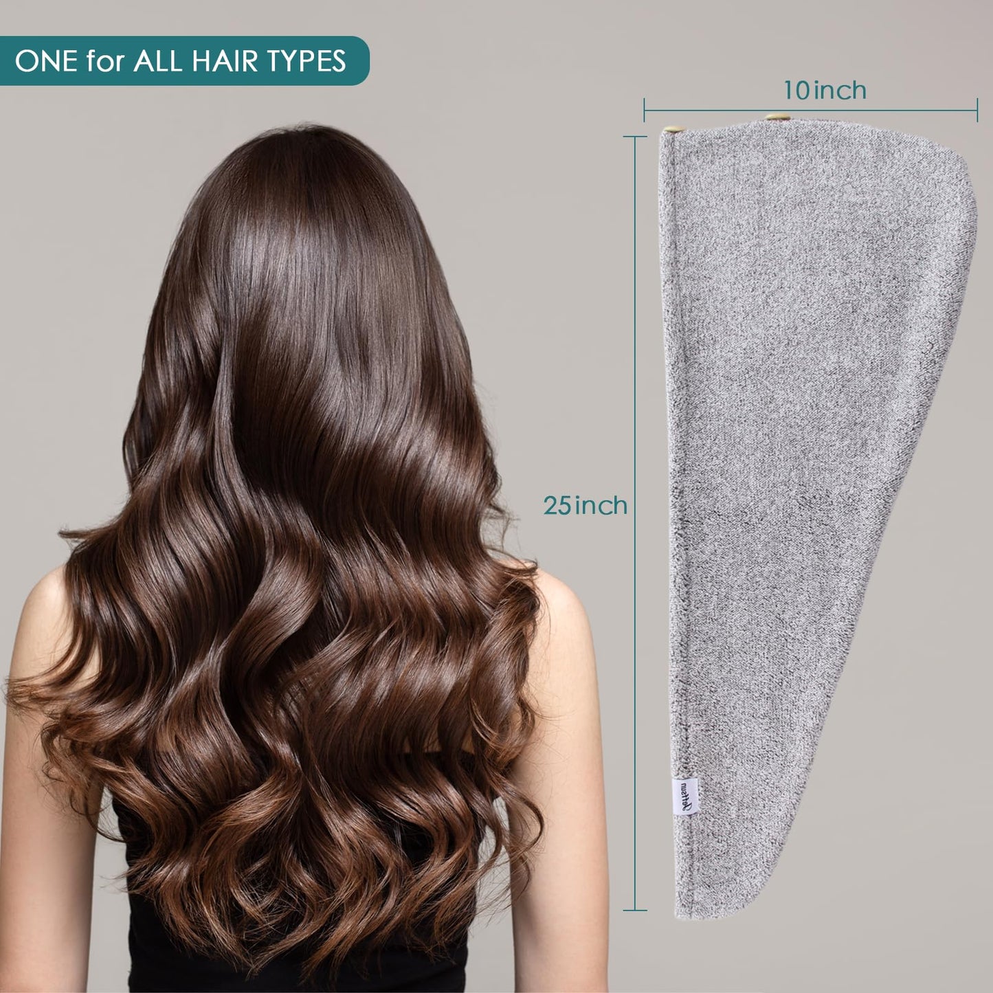 JEFFSUN Microfiber Hair Towel Wrap, Stocking Stuffers for Girls, 2 Pack Super Absorbent Quick Dry Wet Hair Turban for Drying Curly, Long, Thick, Frizzy Hair, Womens Hair Care Routine Must Have