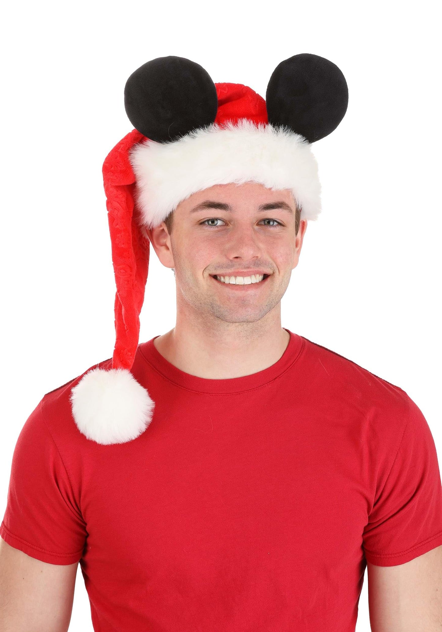 Fun Costumes Disney Mickey Mouse Santa Hat - Velour and Faux Fur with Mouse Ears - Standard - Red