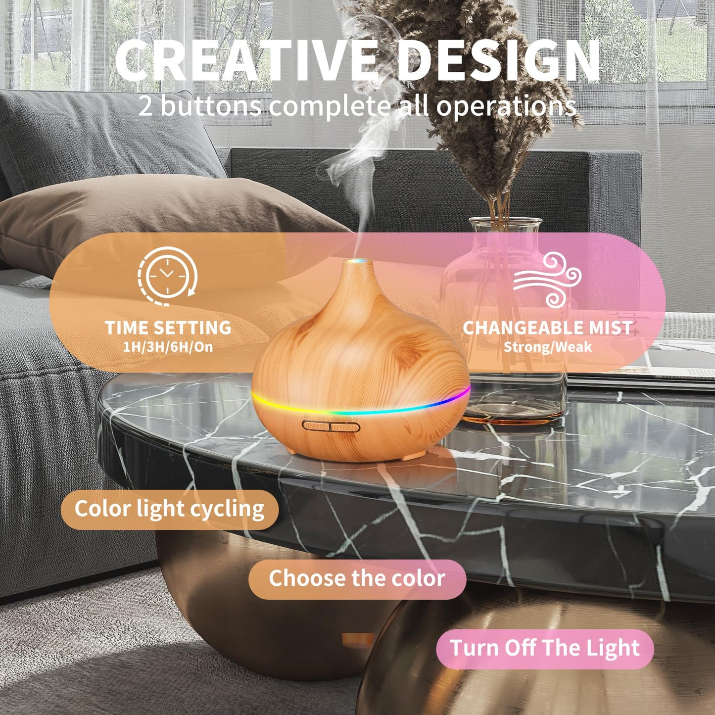 HLS Aroma Diffusers for Essential Oils Large Room with 10 Essential Oils,Ultrasonic Aromatherapy Diffuser for Home Bedroom, Cool Mist Humidifier Vaporizer