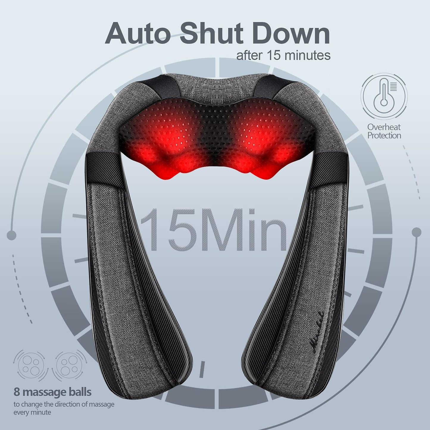 Mirakel Shiatsu Neck & Back Massager with Heat - Deep Tissue Neck, Back & Shoulder Pain Relief - Ergonomic Design Shoulder Massager, Idea Presents for Christmas, Fathers Day, Mothers Day, Women, Men