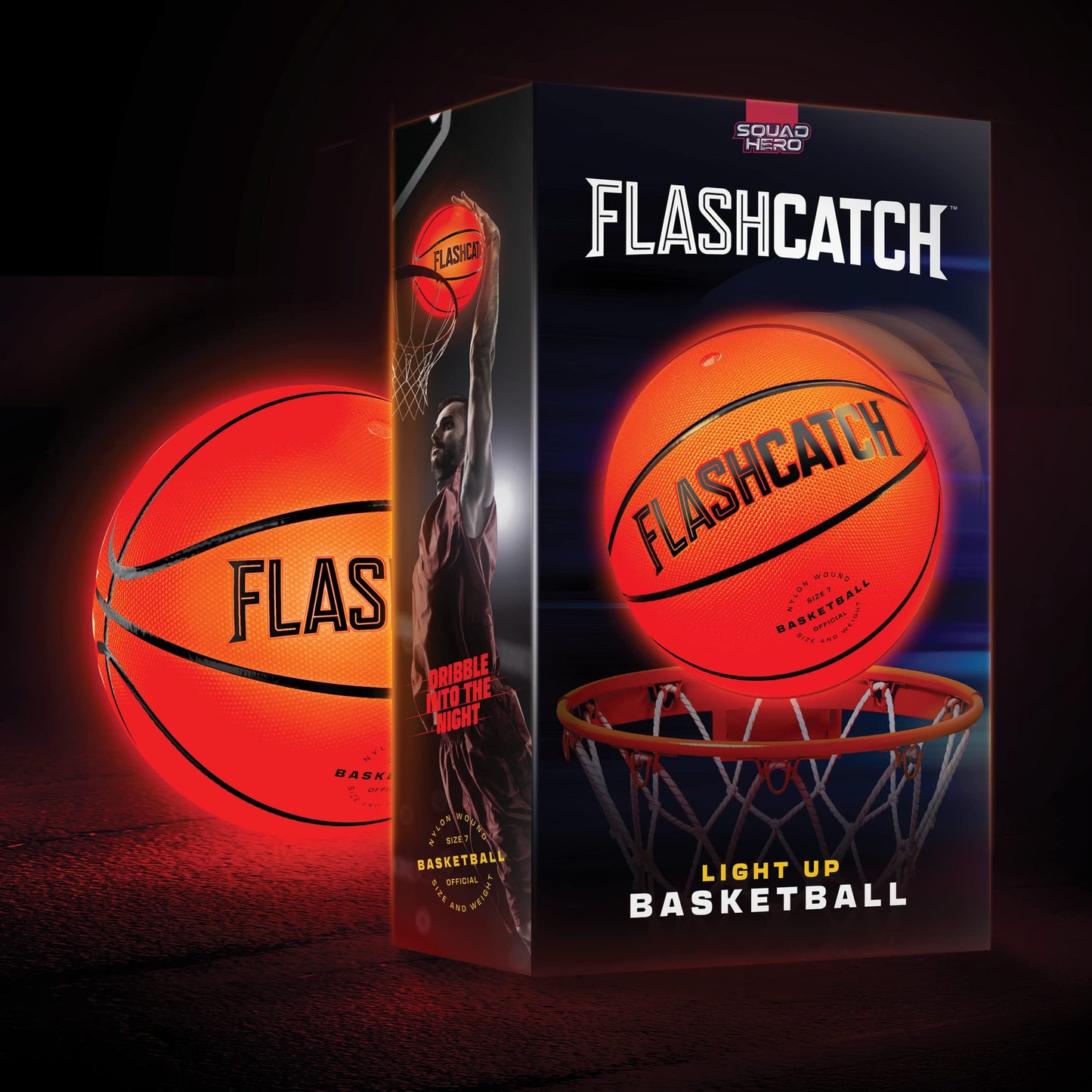 FlashCatch Light Up Basketball - Glow in The Dark - Sports Gear Accessories Gifts for Boys 8-15+ Year Old - Kids Teens Gift Birthday Ideas - Teen Boy Toys Ages 8 9 10 11 12 13 14 15 Outdoor Teenager