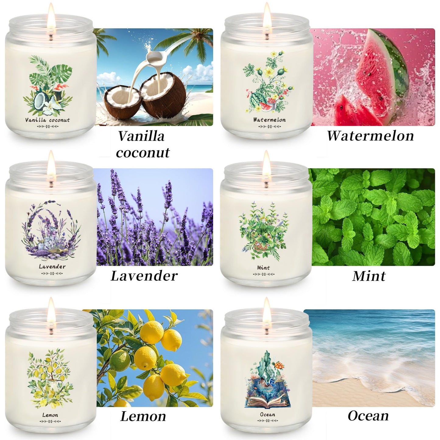 6 Pack Scented Candles for Women, Aromatherapy Candles for Home Scented,37.8 Oz 300 Hour Long Lasting Lavender Candle,Non Toxic Soy Candles Set Gift for Birthday, Christmas, Anniversary Present