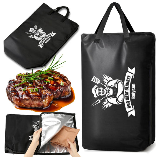 Upgraded BBQ Blanket for Resting Meat,Smoker Accessories Brisket Blanket, Insulated Meat Resting Bag with Wide Mouth for Steaks/Pork Shoulders/Turkeys, BBQ Accessories Grilling Gifts for Men (21inch)