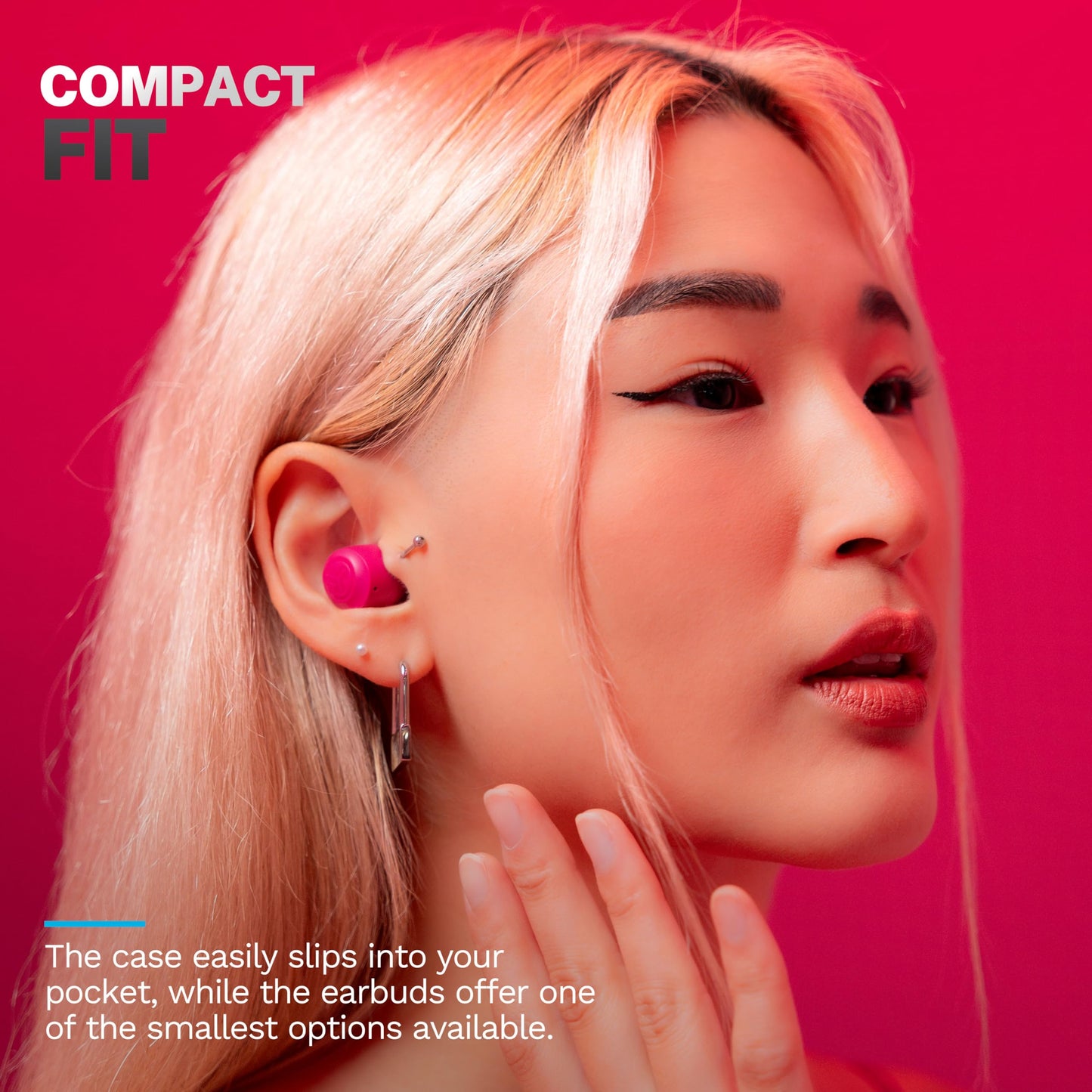 JLab Go Air Pop+ True Wireless Earbuds, in Ear Headphones, Bluetooth Earphones, 35H Playtime Ear Buds, Bluetooth Earbuds with Microphone, USB-C Charging Case, Dual Connect, EQ3 Sound, Dark Pink