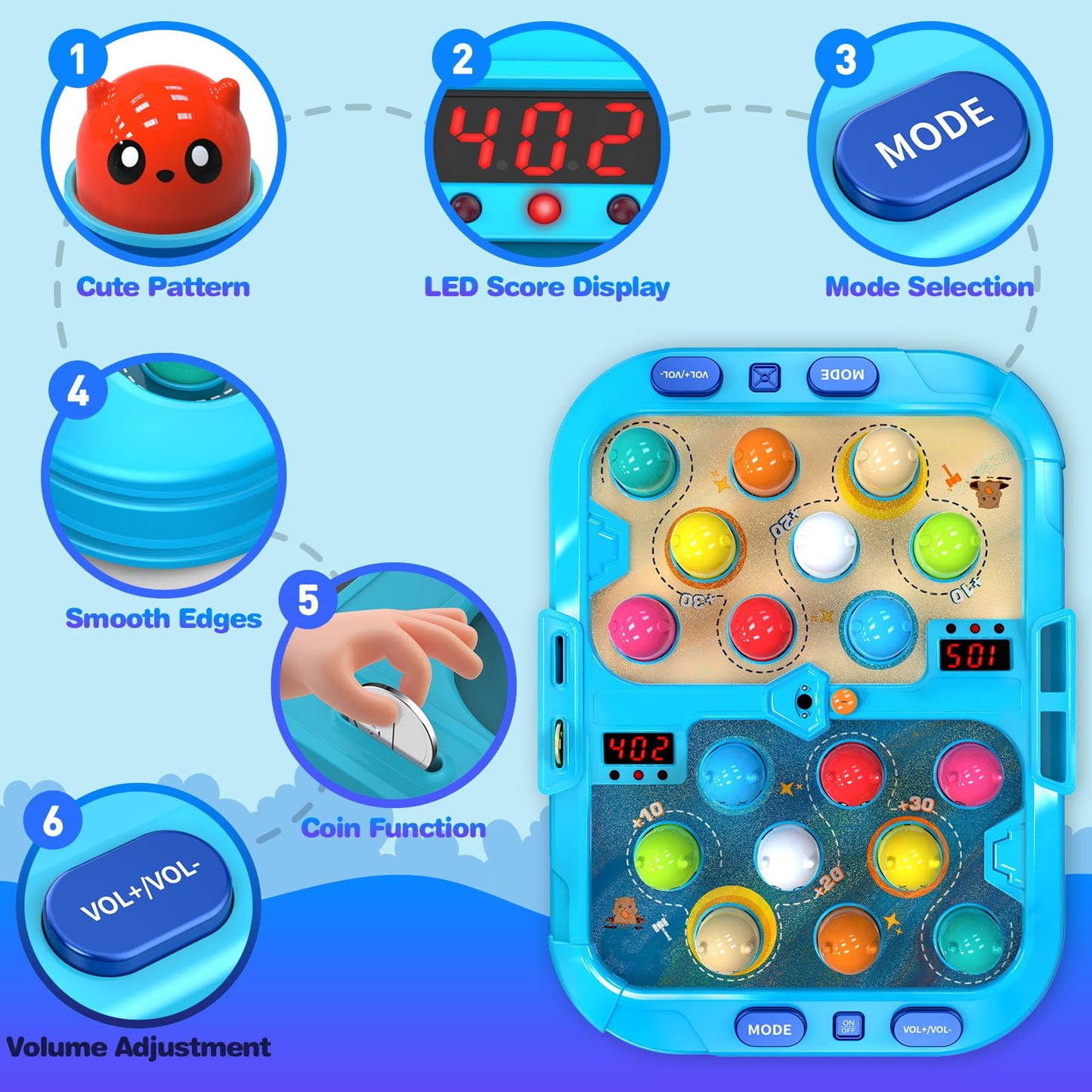 HopeRock Toddler Toys for Boys 4-6 with 2 Hammers, 5 Modes, 9 Music Sprays,Light-Up, Ideal Birthday and Christmas Gifts for 3-6 Year Old Boys