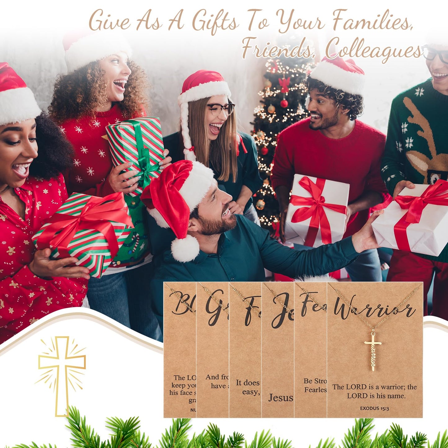 Tondiamo 24 Pcs Faith Cross Necklaces Bulk Christian Gifts for Women Easter Religious Gift Bible Verse Card (Classic)