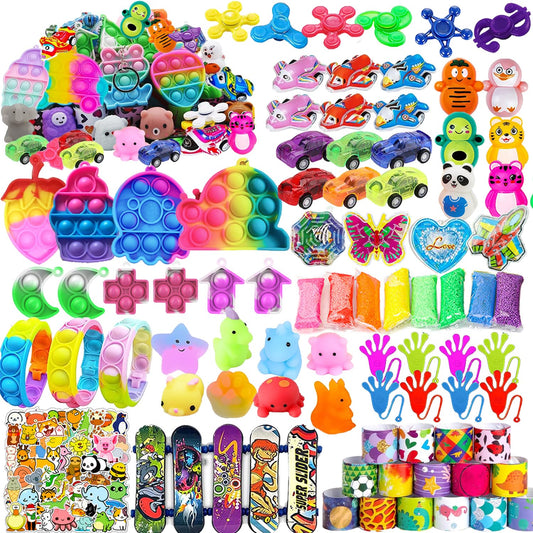 128 Pcs Party Favors for Kids 4-8-12, Fidget Toys, Pinata Stuffers, Treasure Chest Box Toys for Classroom, Goodie Bag Stuffers, Carnival Prize Box Toy for Boys Girls, Easter Egg Filler Gifts Bulk Toys