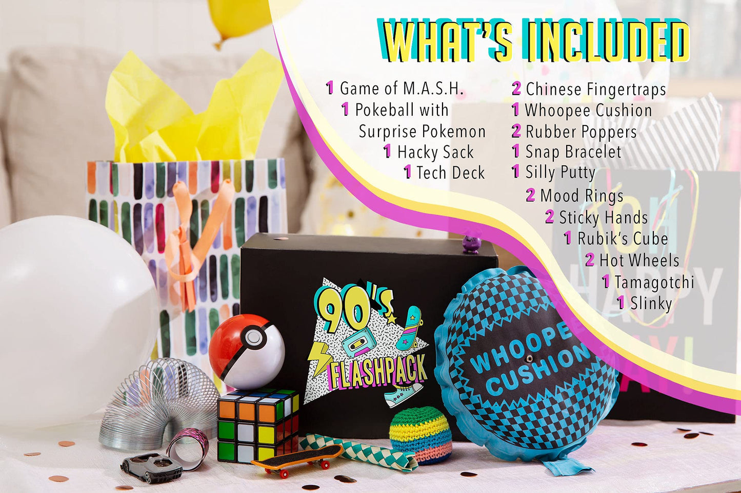 90's Flashpack | Flashback to All of Your Favorite Toys from The 1990s with This Fun Nostalgia Gift Box | Perfect Retro Nineties Present for Adults, College Students, Men, Women, Kids, and Teens