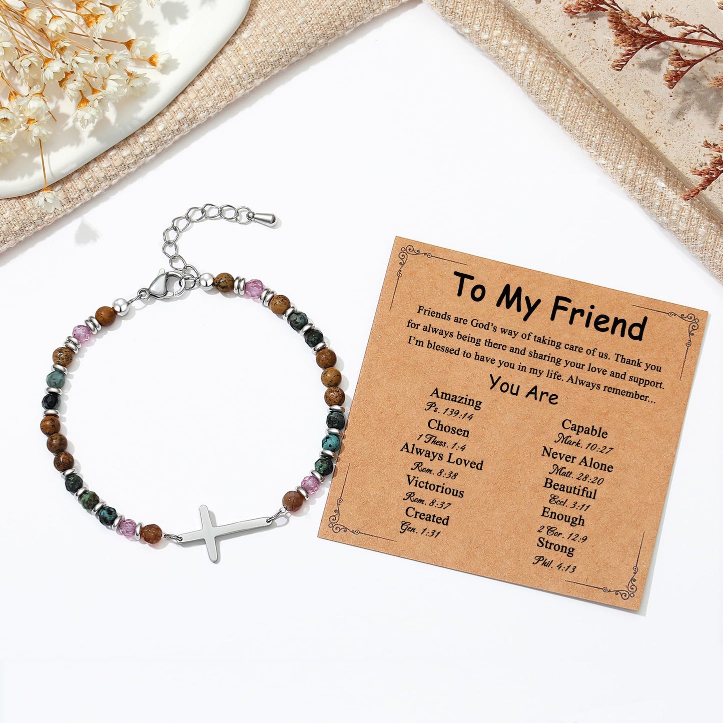 TONY & SANDY Best Friend Friendship Gifts for Women, Christian Cross Bracelet Woman Jewelry, Friendship Bracelets, Best Friend Birthday Christmas Gifts for Women Friends Female Bestie Bff