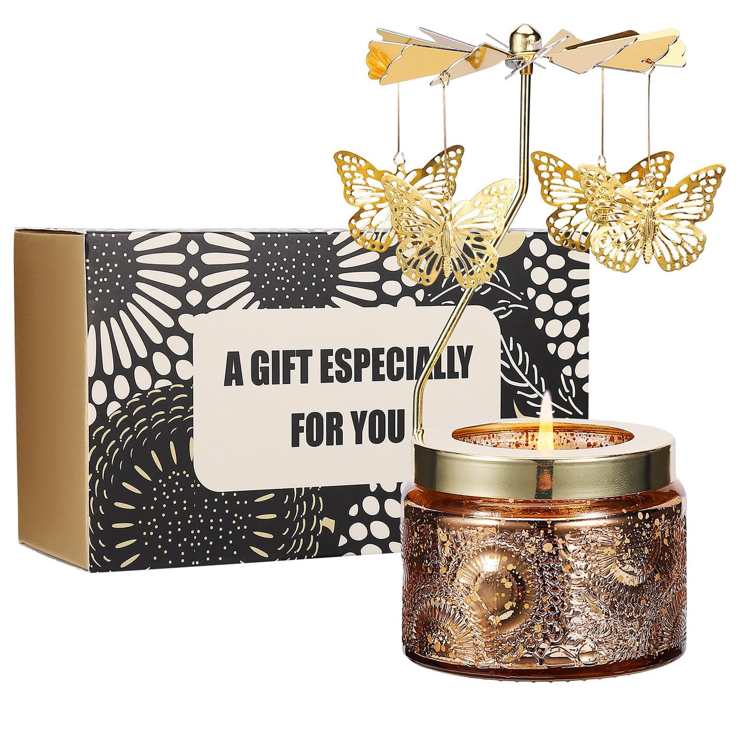 Butterfly Gifts for Women, Birthday Gifts for Mom Daughter Sister Wife, Unique Gift for Friend Women Rotatable Scented Candles Gift for Anniversary Christmas Mothers Day