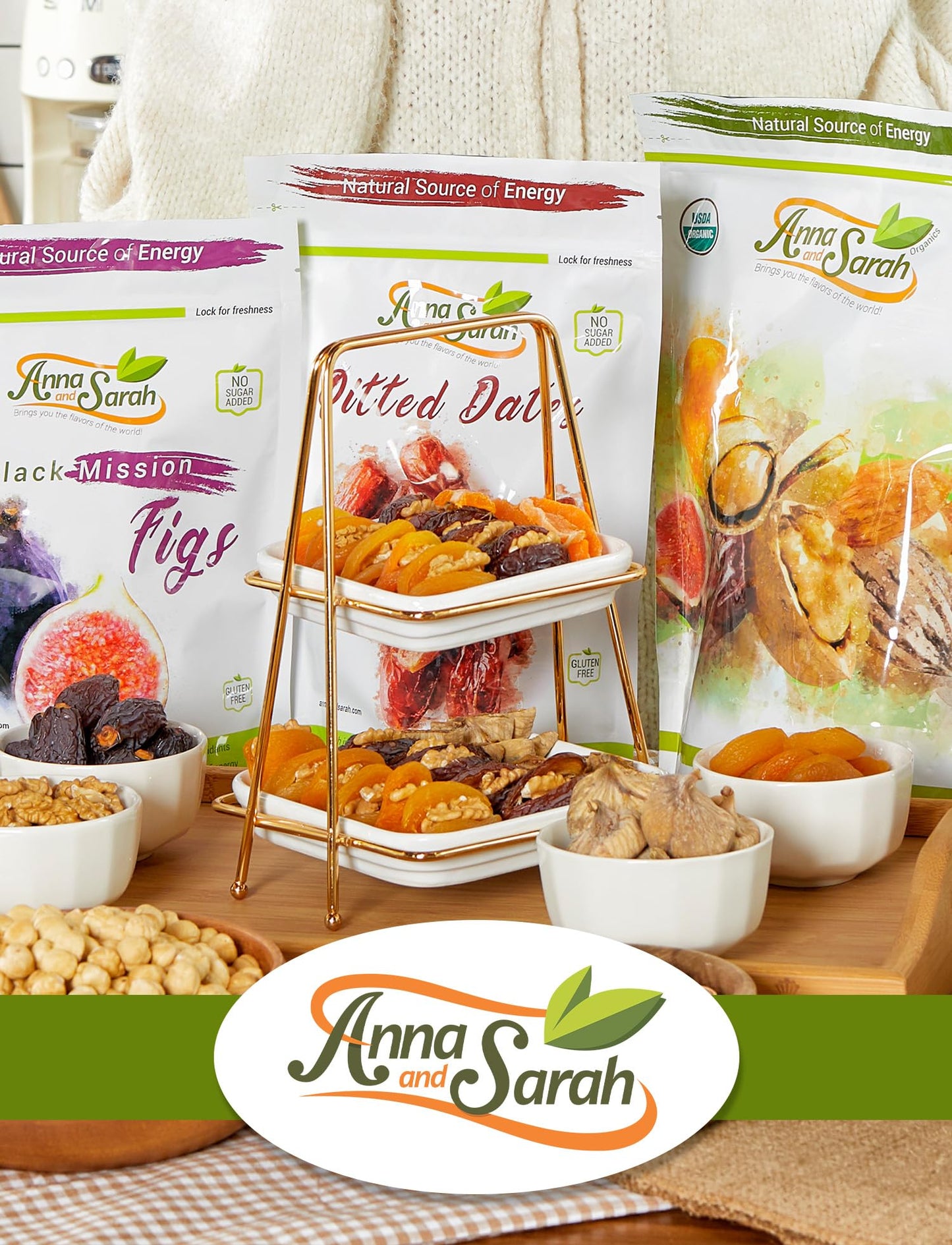 Anna and Sarah Premium Nuts in Wooden Gift Box Include All Raw Oregon Hazelnut, Cashew, Almond, Sweet Apricot Kernel, California Pistachios, Pecan,Turkish Hazelnut and Black Raisin Kosher-Halal For Christmas-Holiday for Mom-Dad-Boy-Girl Everyone