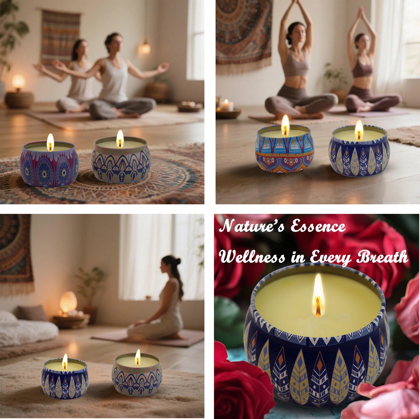 Scented Candles Gift Set for Women - 4 Pack Aromatherapy Candles with 8% Essential Oils, 120H Burn Time, Stress Relief & Relaxation, Soothing, Perfect for Birthday, Christmas, Thanksgiving, Mother