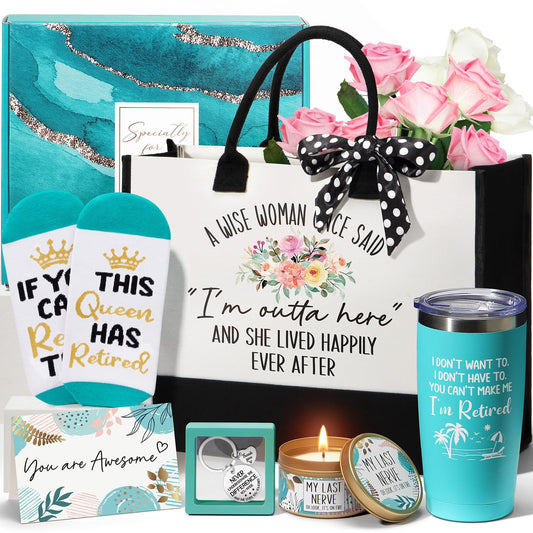 Retirement Gifts for Women 2025, Best Cool Retirement Gifts for Coworker Teacher Nurses Boss Friends Mom Grandma Retirees, Coworkers Farewell Leaving Going Away Gift with 20Oz Tumbler Canvas Tote Bag