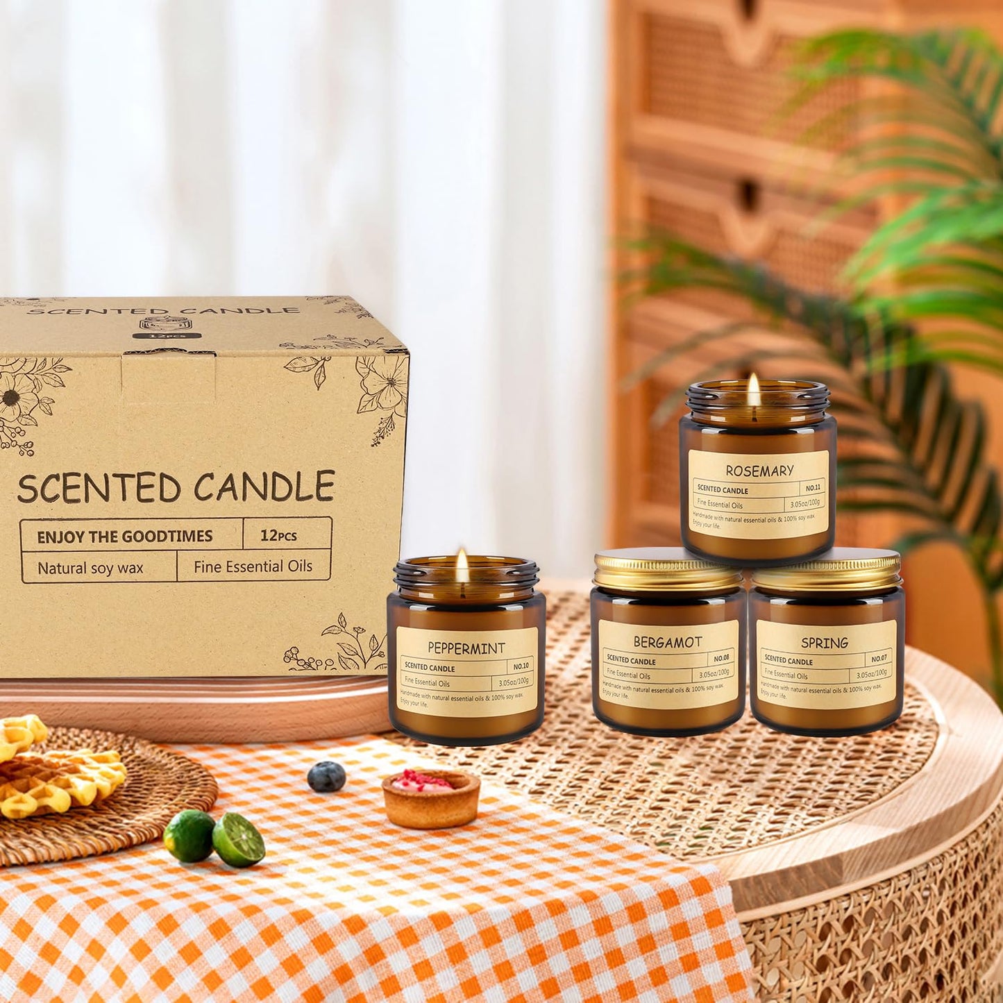 12 Pcs Scented Candles with Added Natural Essential Oils, 3.05oz, Suitable for Various Festivals, Parties, Yoga, and Home Scene.