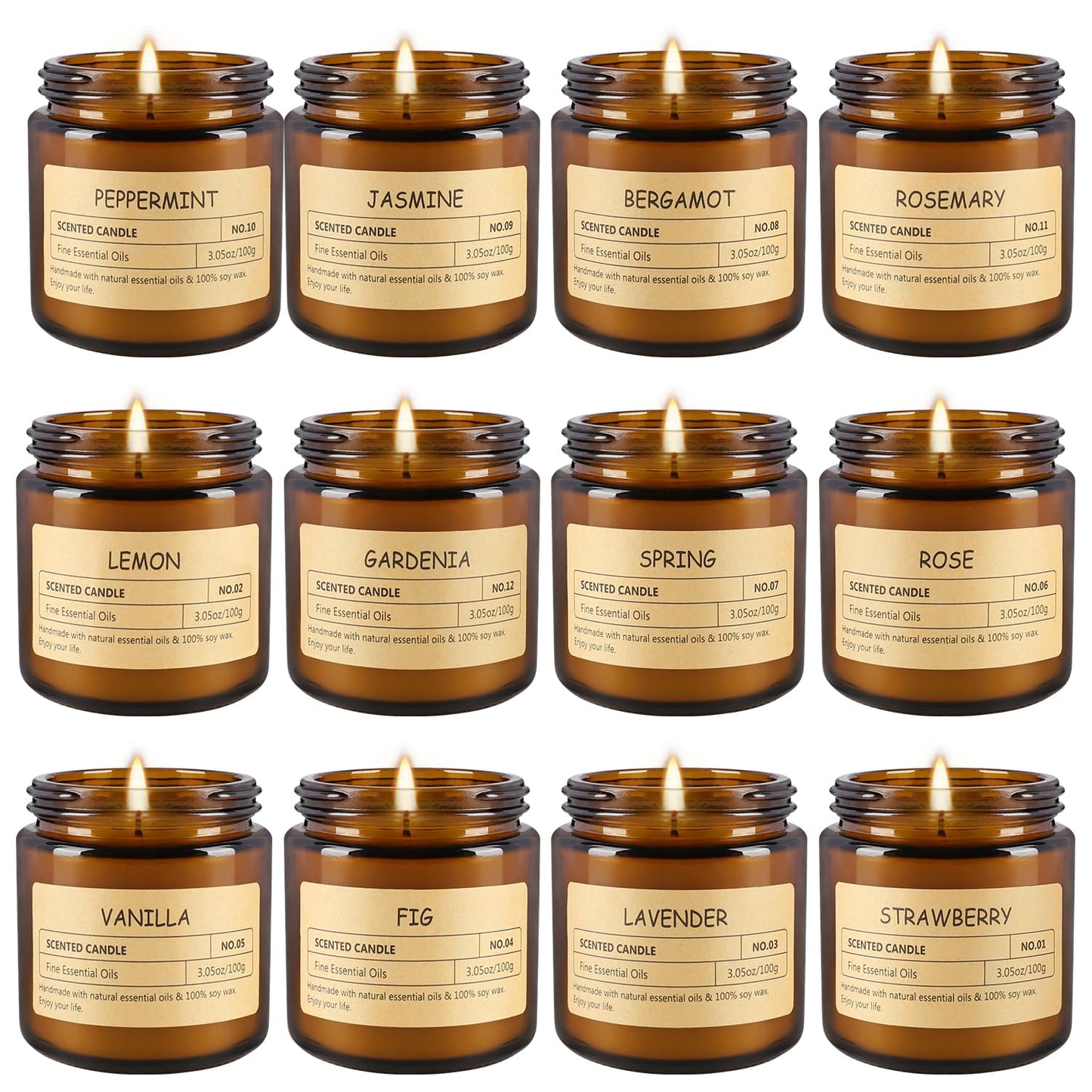 12Pack Scented Candle Set - Aromatherapy Candle Gift Set – Long Lasting Jar Candles for Men| Women, Ideal for Birthdays, Mother's Day Thanksgiving Gifts
