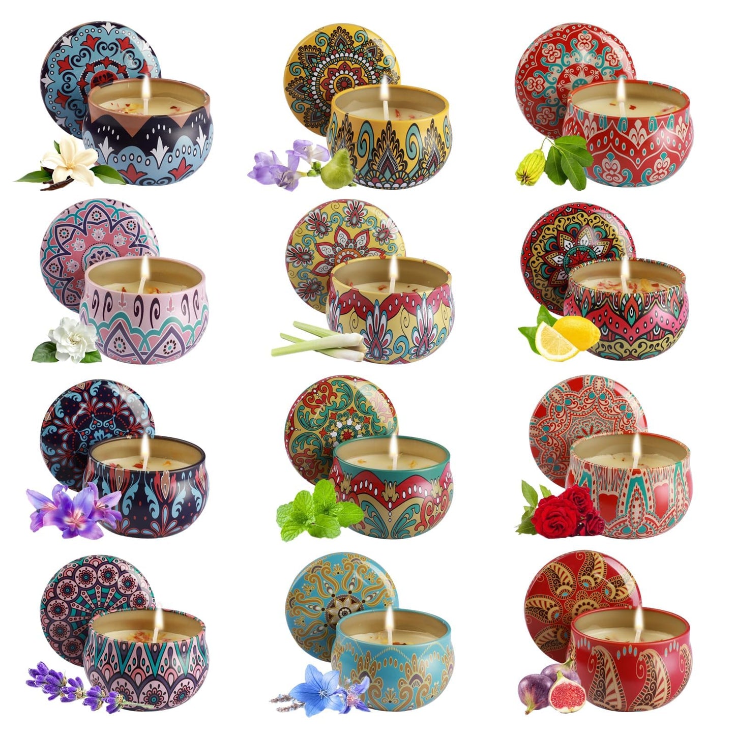 YARDZINE Scented Candles Gift Set, 12 Pack Candles for Home Scented, 2.5 oz Long Lasting Soy Wax Aromatherapy Candle Set with Gift Box, Birthday Gifts for Women