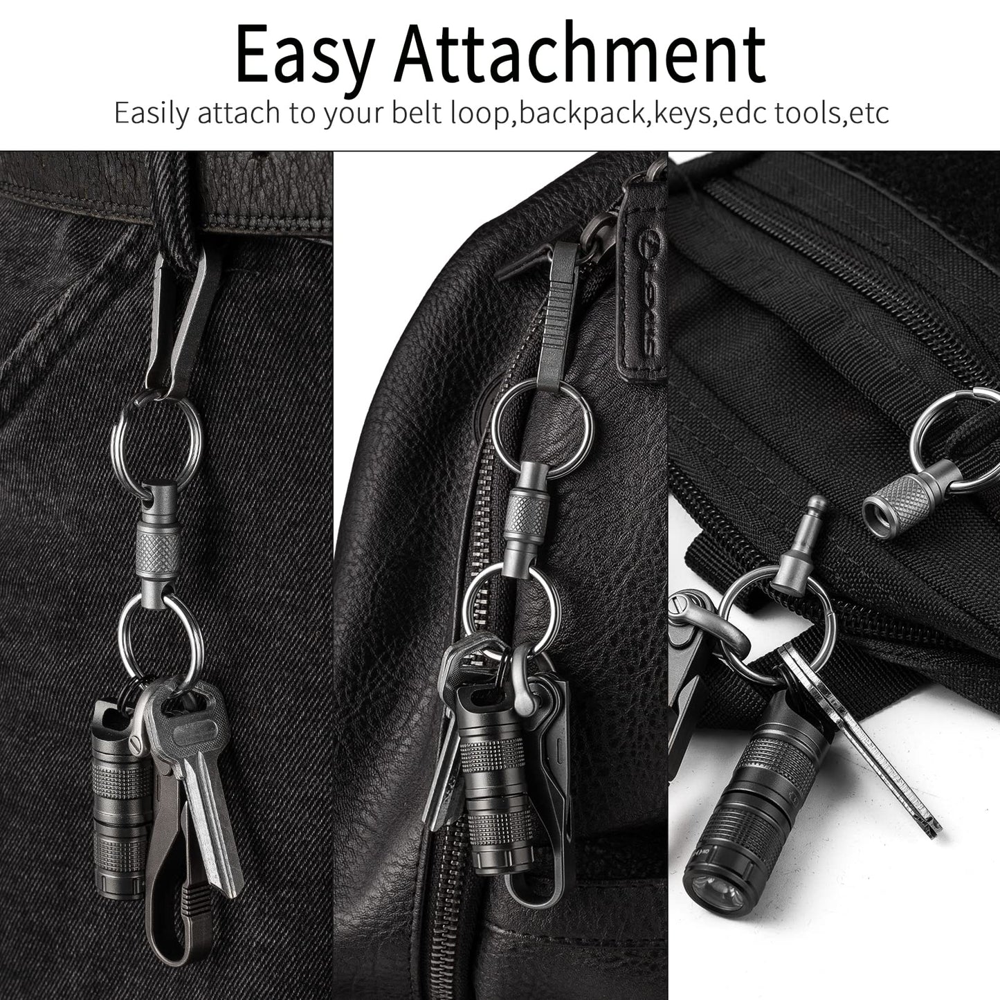 FEGVE Titanium Quick Release Swivel Keychain, Pull Apart Detachable Keychain Heavy Duty Car Key Holder with Stainless Steel Key Rings-1pcs