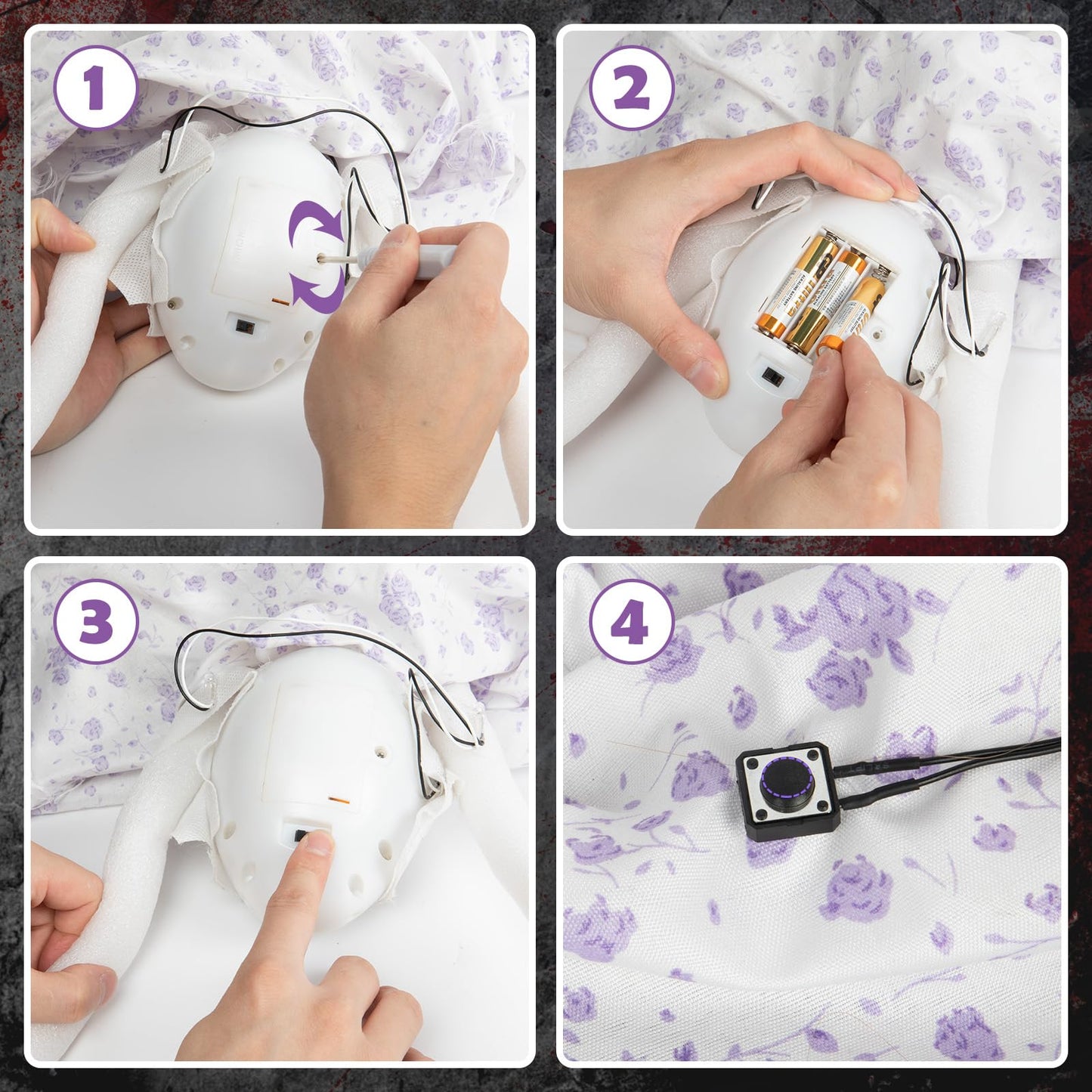 DECORLIFE 29" Halloween Animatronics, Hanging Ghost Girl with Sound Sensor and Glowing Body, Animated Haloween Decorations for Yard Lawn Garden Haunted House Scary Halloween Props