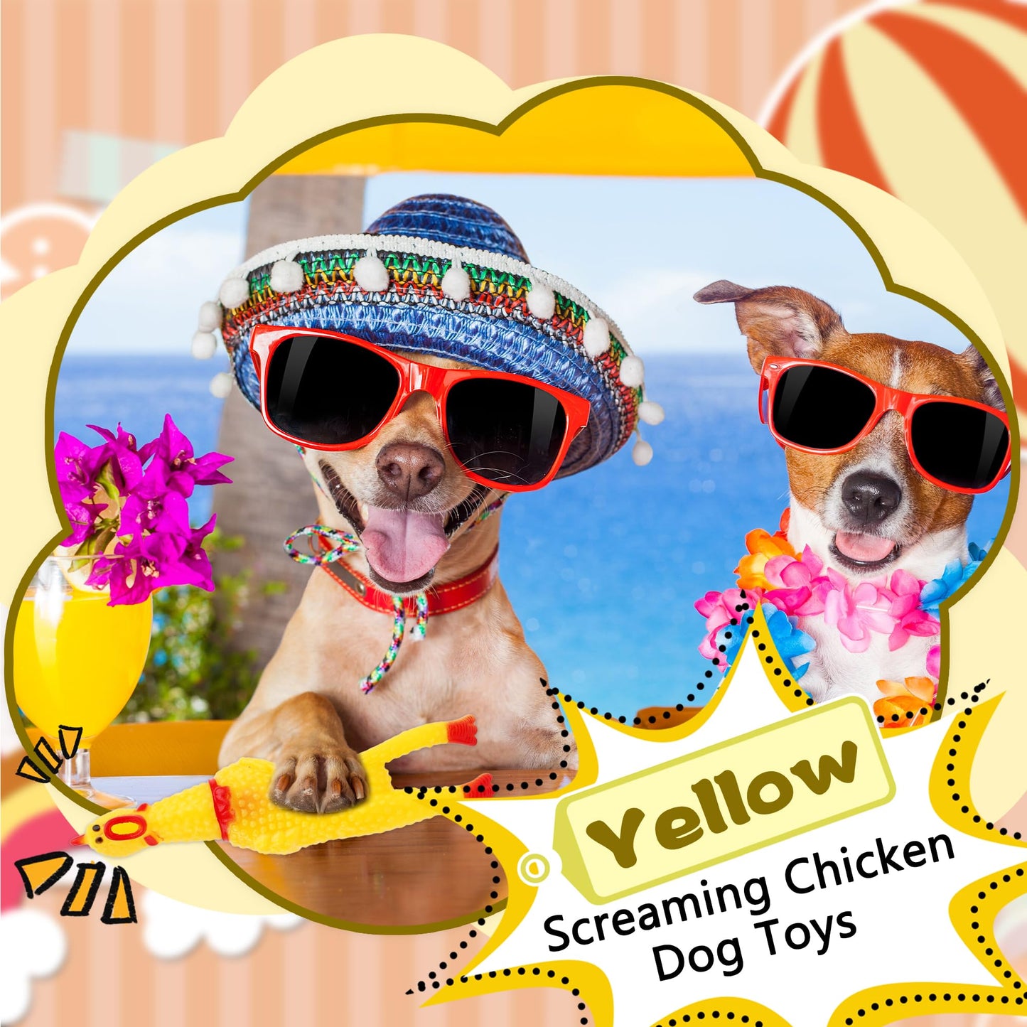 34 Pcs 6 Inch Squeaky Rubber Chickens Screaming Chicken Bulk Yellow Squawking Chicken for Kids Adults Party Prank Novelty Favors Family Game Toys Noise Maker