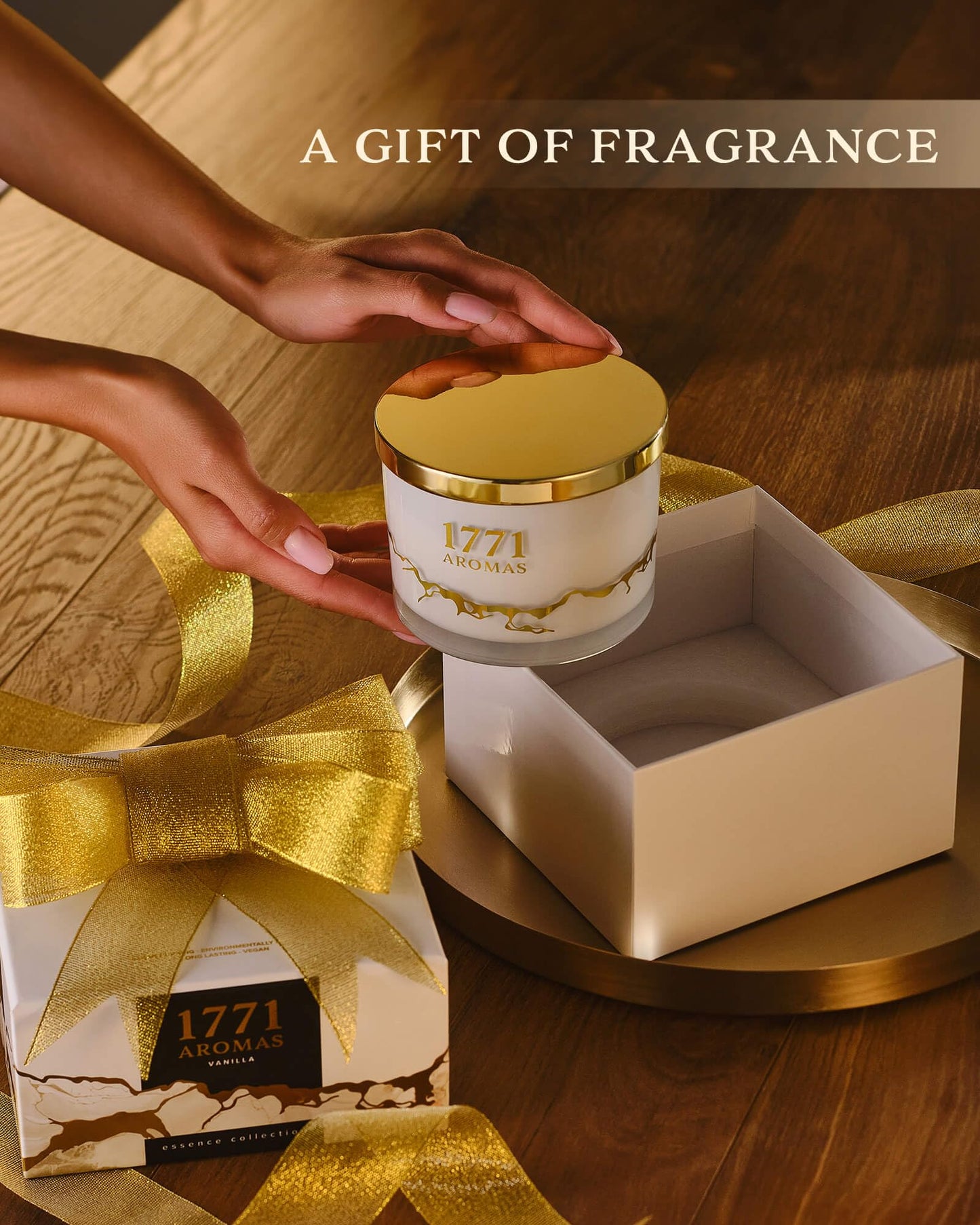 1771 Aromas Vanilla Scented Candles - 100% Natural Soy Wax - Large 3 Wick Jar Candle - Up to 50 Hours Burning Time - Candles for Home - Gift-Ready Candle for Men & Women - Aromatherapy Candles