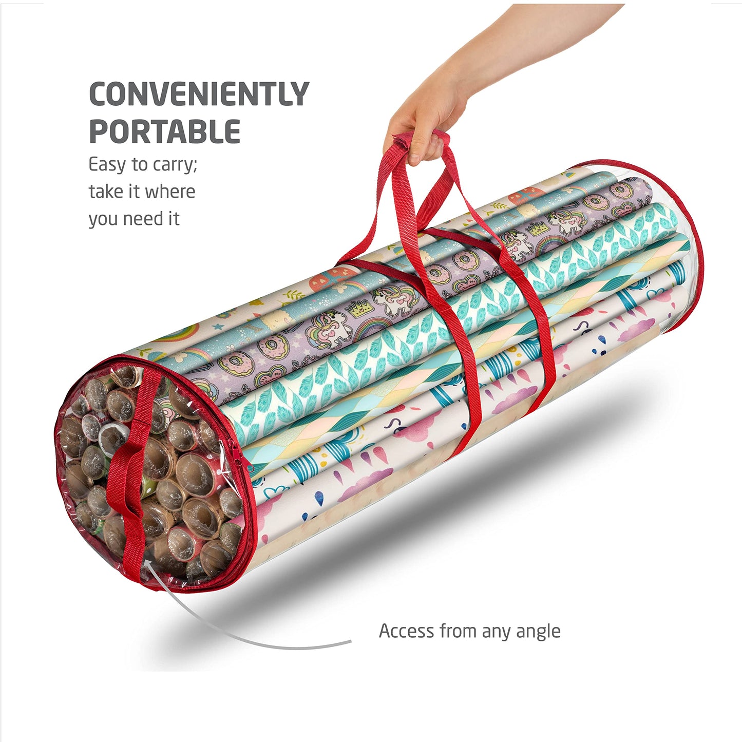 ZOBER Wrapping Paper Storage Containers - 40 Inch Gift Wrapping Organizer Storage - Fits 25 Standard Rolls of Wrapping Paper - Waterproof