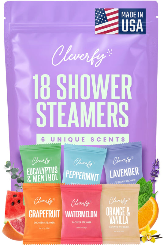 Cleverfy Shower Steamers Aromatherapy for Women and Men – Self-Care Shower Bombs for Stress Relief and Relaxation – 18 Tablets