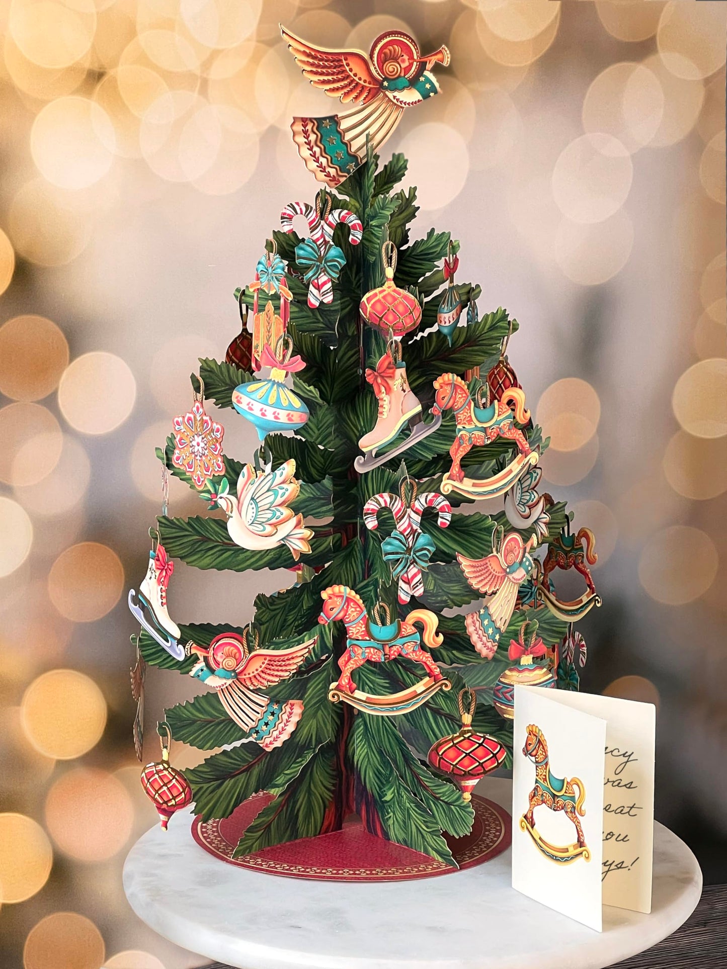 Freshcut Paper Pop Up Cards, Christmas Tree, 15 Inch Life Sized 3D Popup Greeting Card, Christmas Cards, Holiday Card, Thank You Gifts, Blank Notecard & Envelope