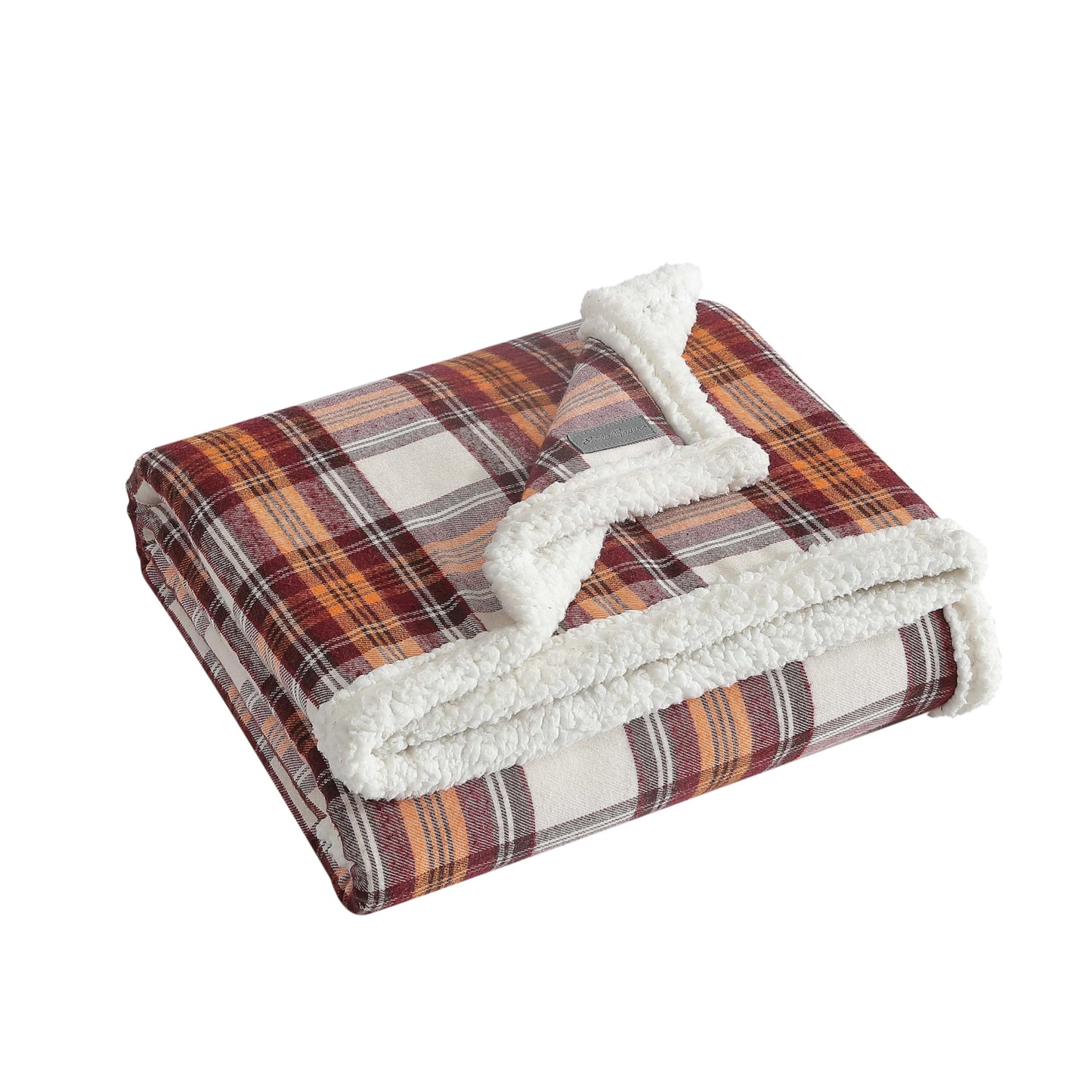 Eddie Bauer - Blanket, Soft Reversible Sherpa & Brushed Fleece Bedding, Perfect for Lounging, Dorm Essentials (Edgewood Plaid Red)