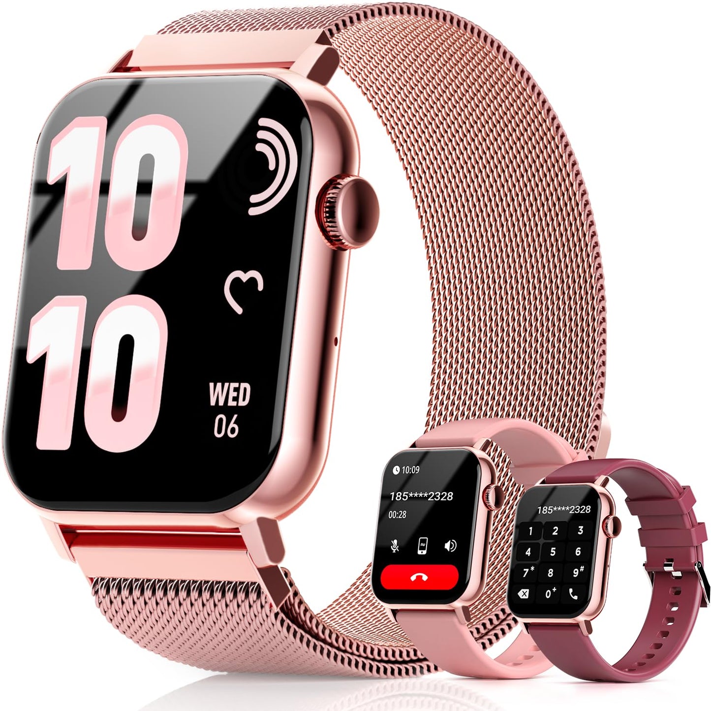 Trendia Smart Watches for Women, 1.83" HD Fitness Tracker (Answer/Make Calls), 120+ Sport Modes with Heart Rate/Sleep Monitor, IP68 Waterproof, Fitness Watch for iOS Android, Rose Gold