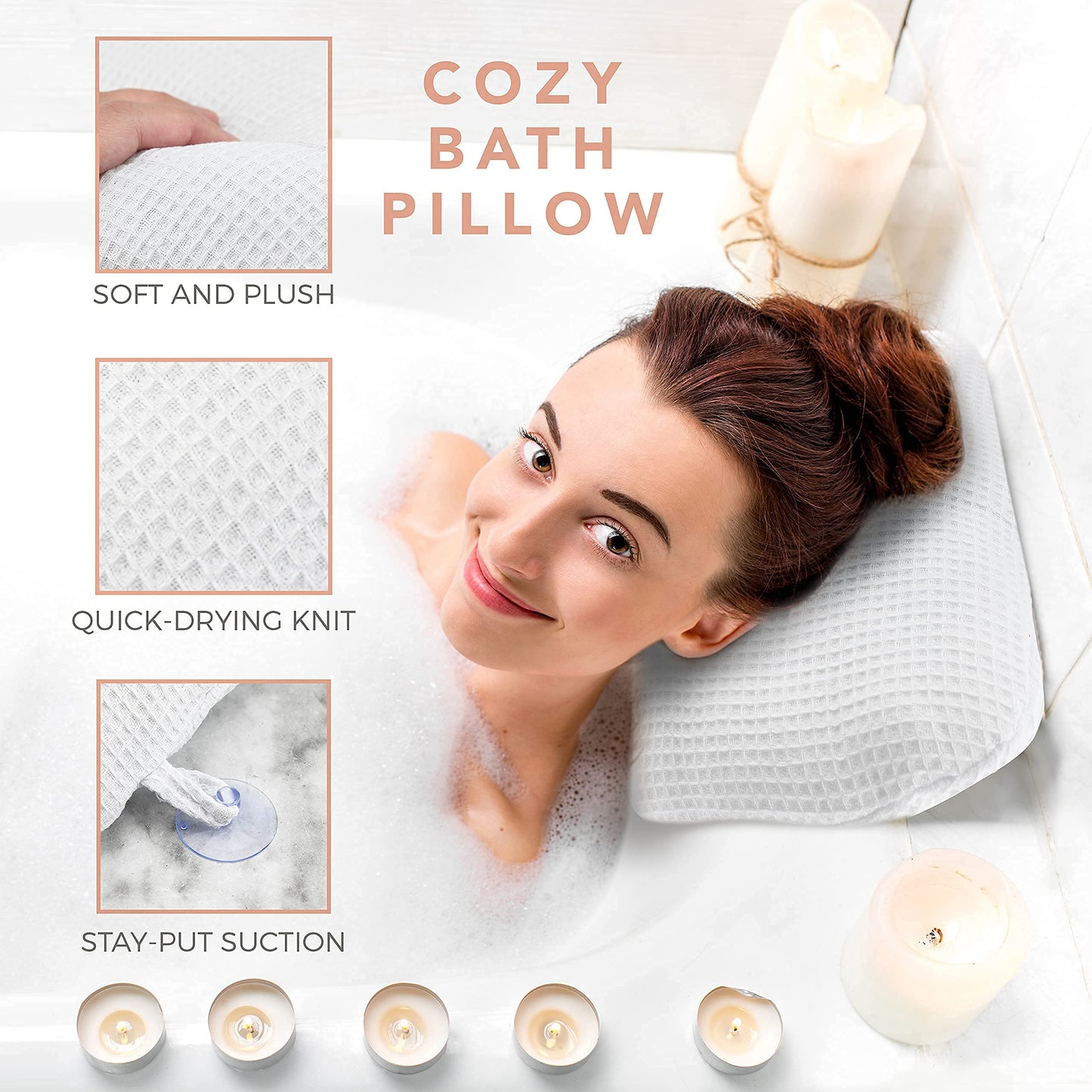 Luxury Bath Gift Set - Home Spa Gift Basket with Milky Coconut Scent, Vitamin E & Shea Butter with Shower Gel, Bath Salt & Crystals, Body Scrub, Hand Cream, Body Oil, Bath Pillow, Wooden Crate & More