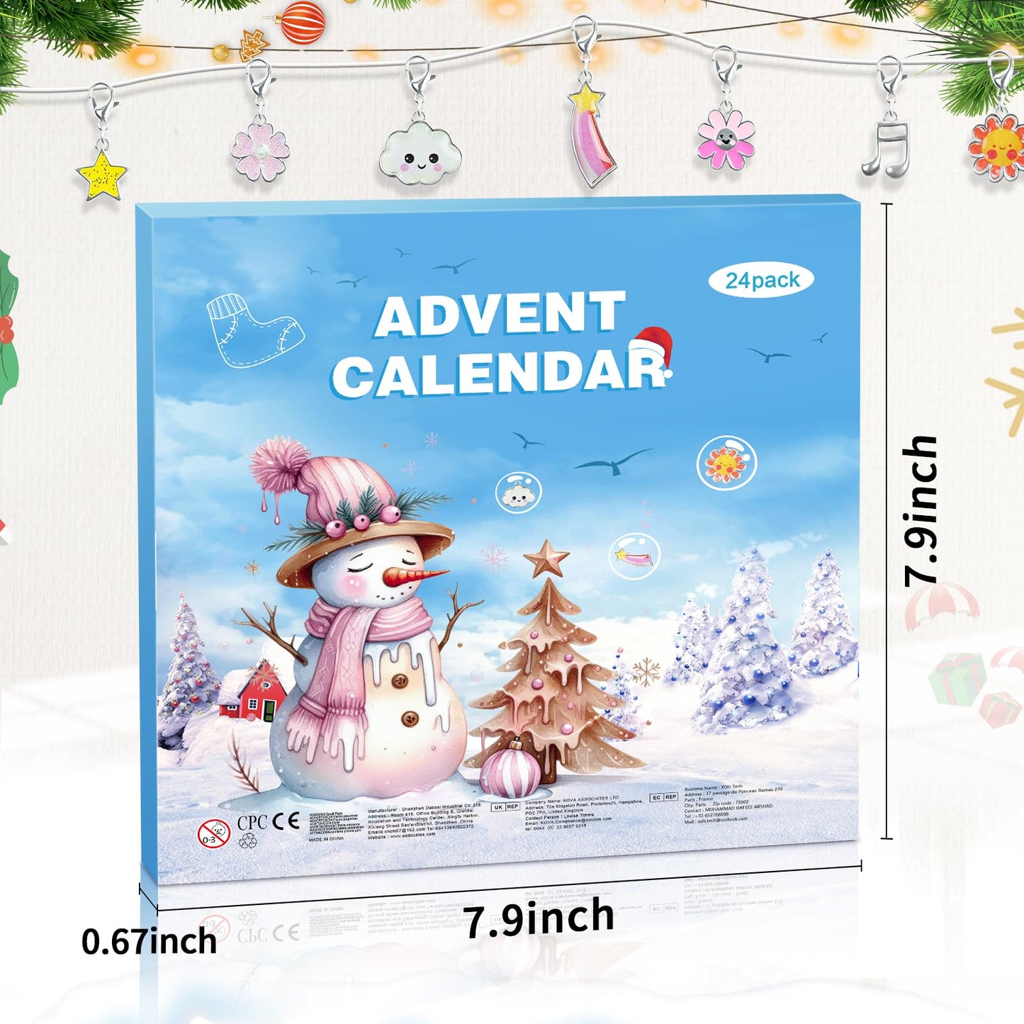 Advent Calendar 2025 for Kids Christmas Countdown DIY Cute Cartoon Charms Bracelet Fashion Christmas 24 Unique Gifts -Bracelets Necklace Ring and Unique Charms Jewelry Set for Girls Teens Women