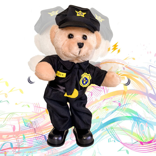 Singing Dancing Police Teddy Bear Playing Bad Boys What You Gonna DO Song – Musical Interactive Stuffed Animal Plush Cop Toy for Kids Adults, 14”