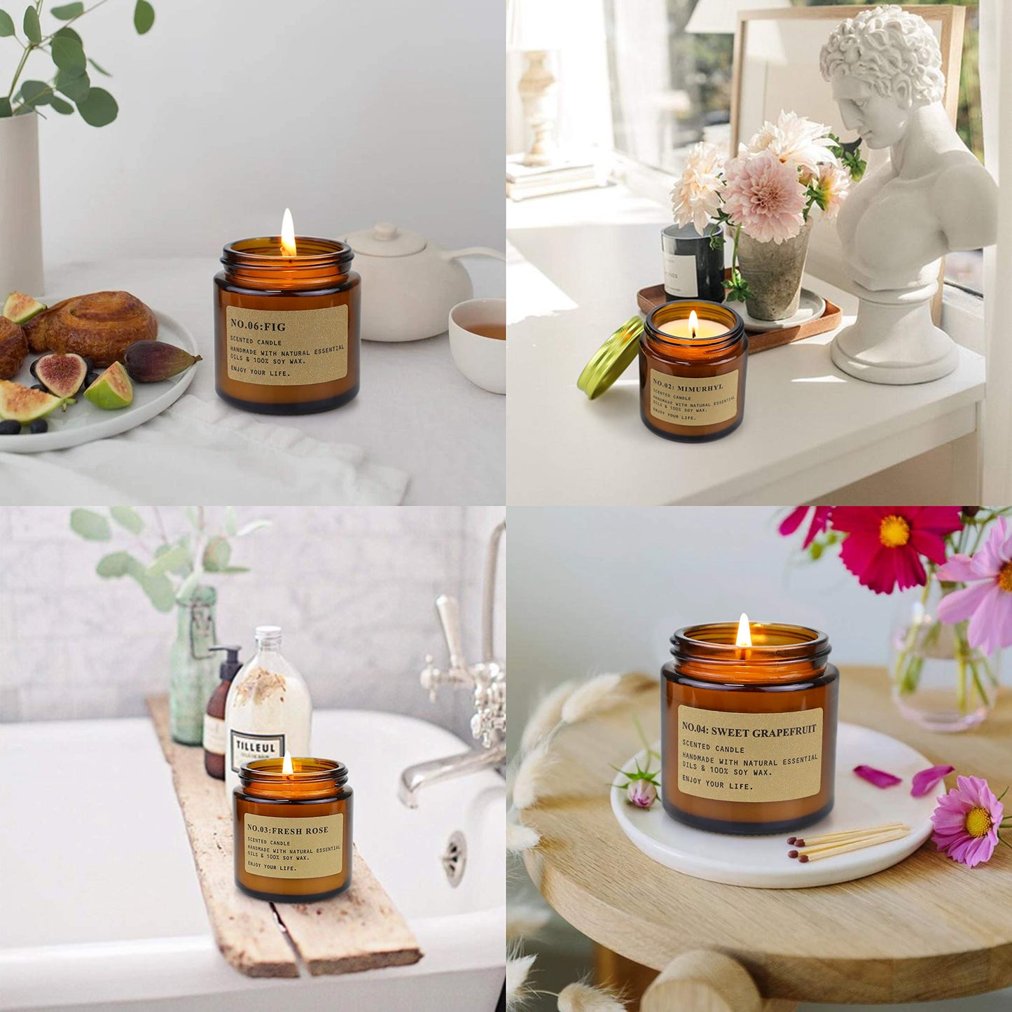 6 Pack Candles for Home Scented, Aromatherapy Candles Gifts for Women, Natural Soy Wax Long Lasting Amber Jar Candles Set for Men, Gifts for Birthday, Valentine's, Mother's, Anniversary, Christmas