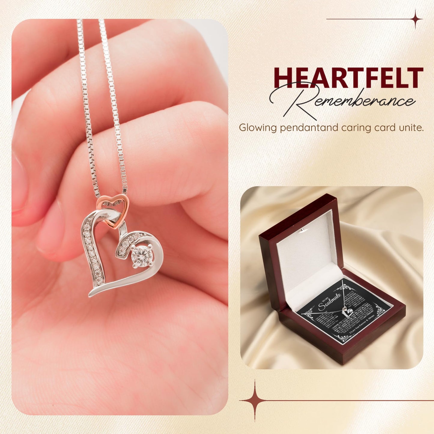 Soulmate Gift Necklace From Fiance, "You Are My Life, My Love, And My Best Friend" Necklace, Wife Gift, Christmas Birthday Gift For Girlfriend with Luxury Gift Box and Meaning Message Card (Heart Love with LED Box, You Are Special To Me)