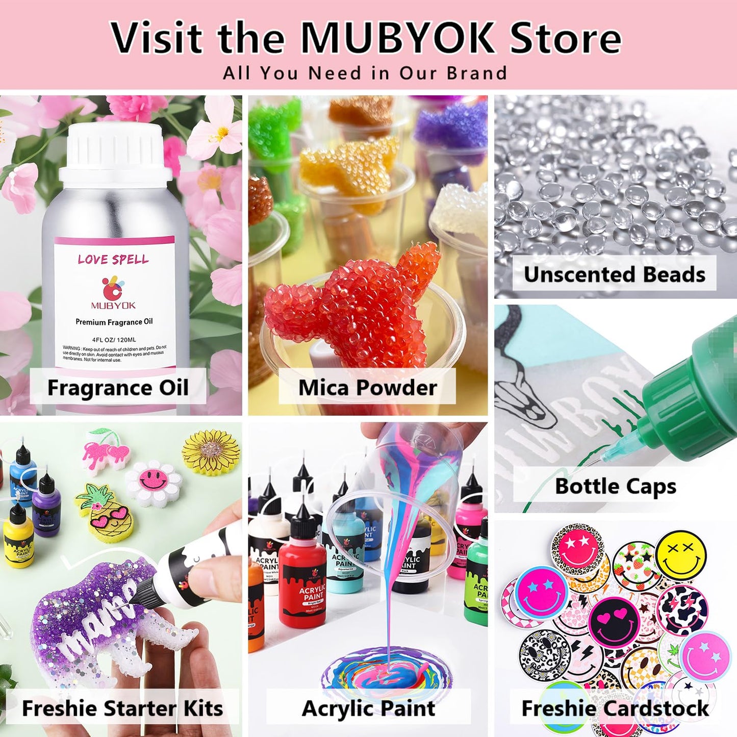 (300 Design Optional) MUBYOK M510 12 Pcs Car Freshie Silicone Molds for Baking Aroma Beads Car Freshie Supplies