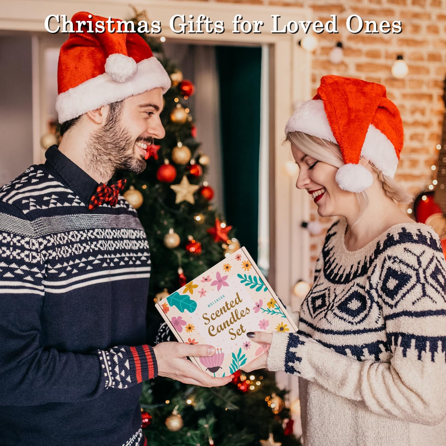 Scented Candle Set, Winter Scented Candles for Home, Holiday Candle Gifts for Women Men, 4 Pack 36oz Soy Candles, Winter Scents of Balsam Cedar/Sugar Cookies/Vanilla Cupcake/Sparkling Cinnamon