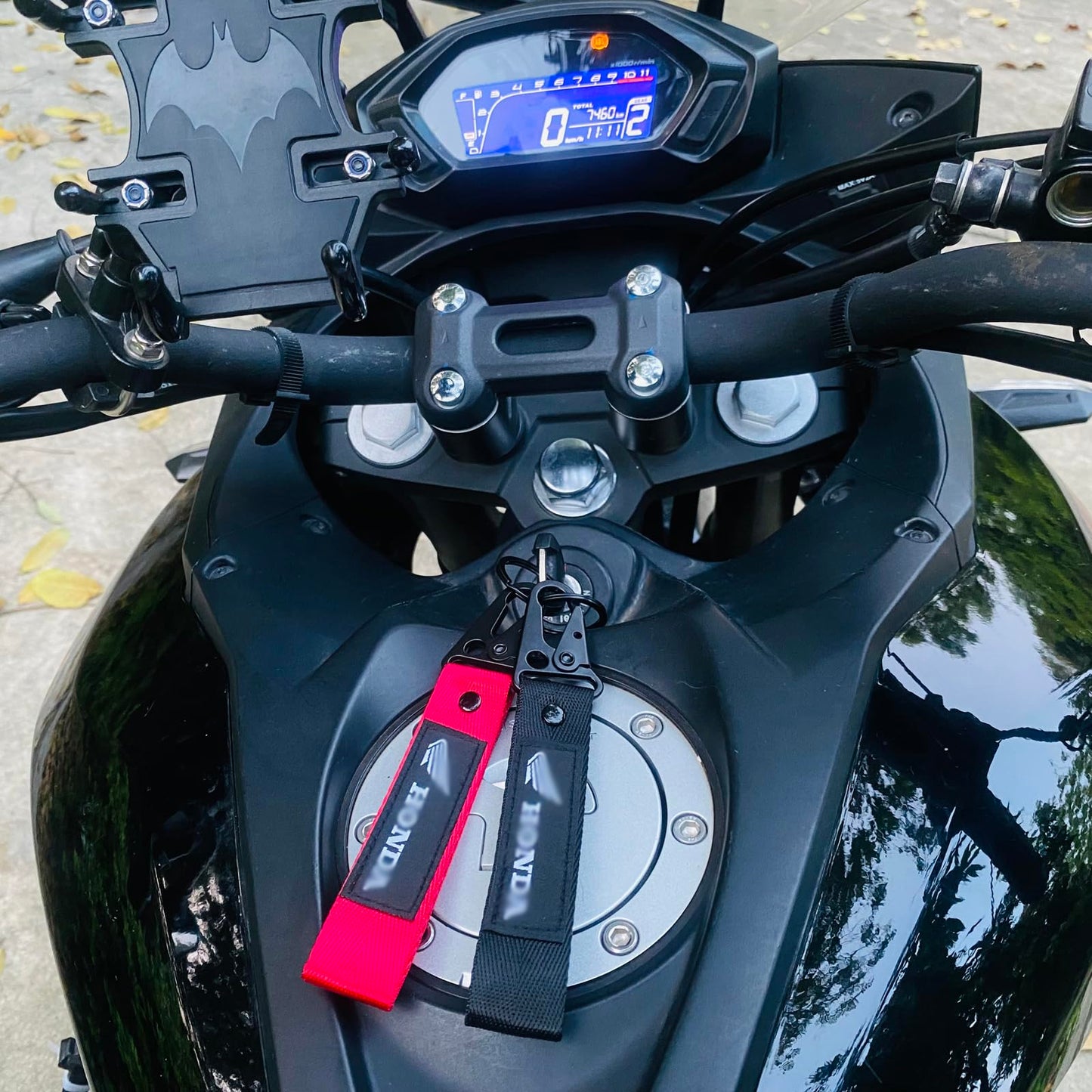 AUSZUOI 2 Pcs Fabric Keychain, Black and Red Motorcycle Keychain, Heavy Duty Key Chain for Bike, Car