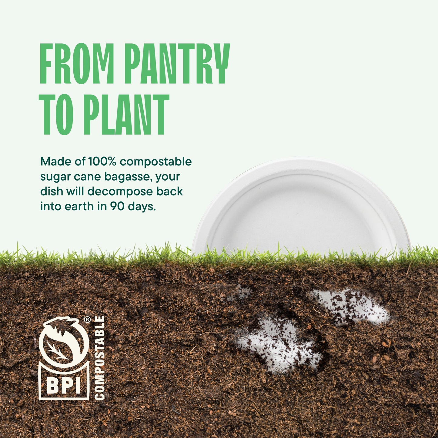 Stack Man 100% Compostable Paper Plates 9 Inch Heavy-Duty [125-Pack] Eco-Friendly White Bagasse Disposable Plates Made of Natural Sugarcane Fibers - 9" Biodegradable Plate (BPI-Certified) (PFAS-Free)