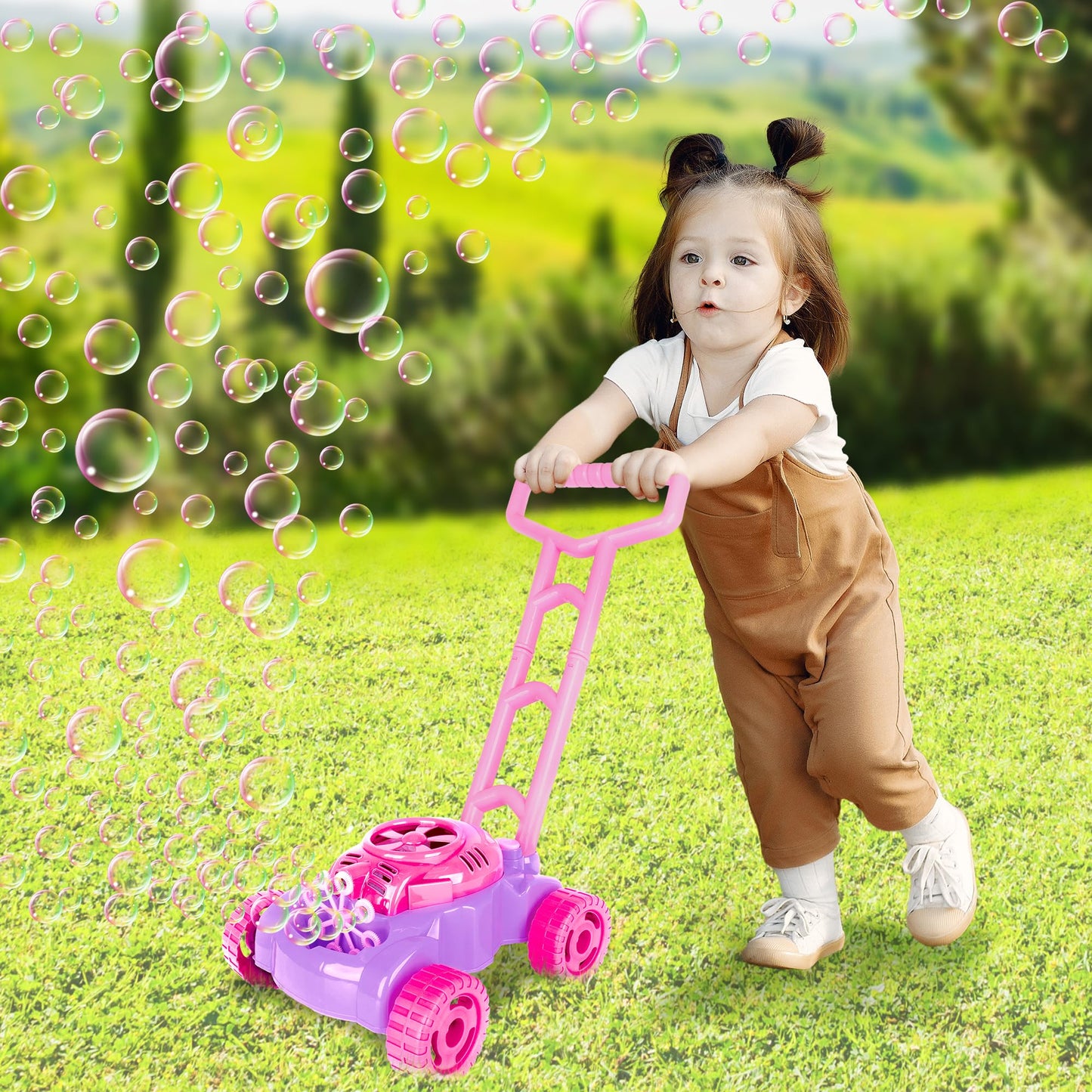 ArtCreativity Bubble Lawn Mower for Toddlers 1-3, Kids Bubble Machine for 1-Year-Old Girl Gifts, Summer Outdoor Push Gardening Toys for Kids Age 1 2 3+ Birthday Gifts for Preschool Girls
