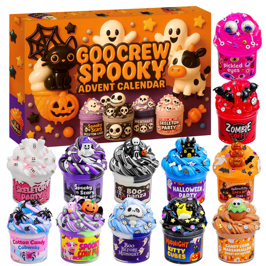 Slime Advent Calendar 2025, 24 Days of Spooky Countdown Calendar, Halloween and Christmas Gift for Kids Teens Girls and Boys