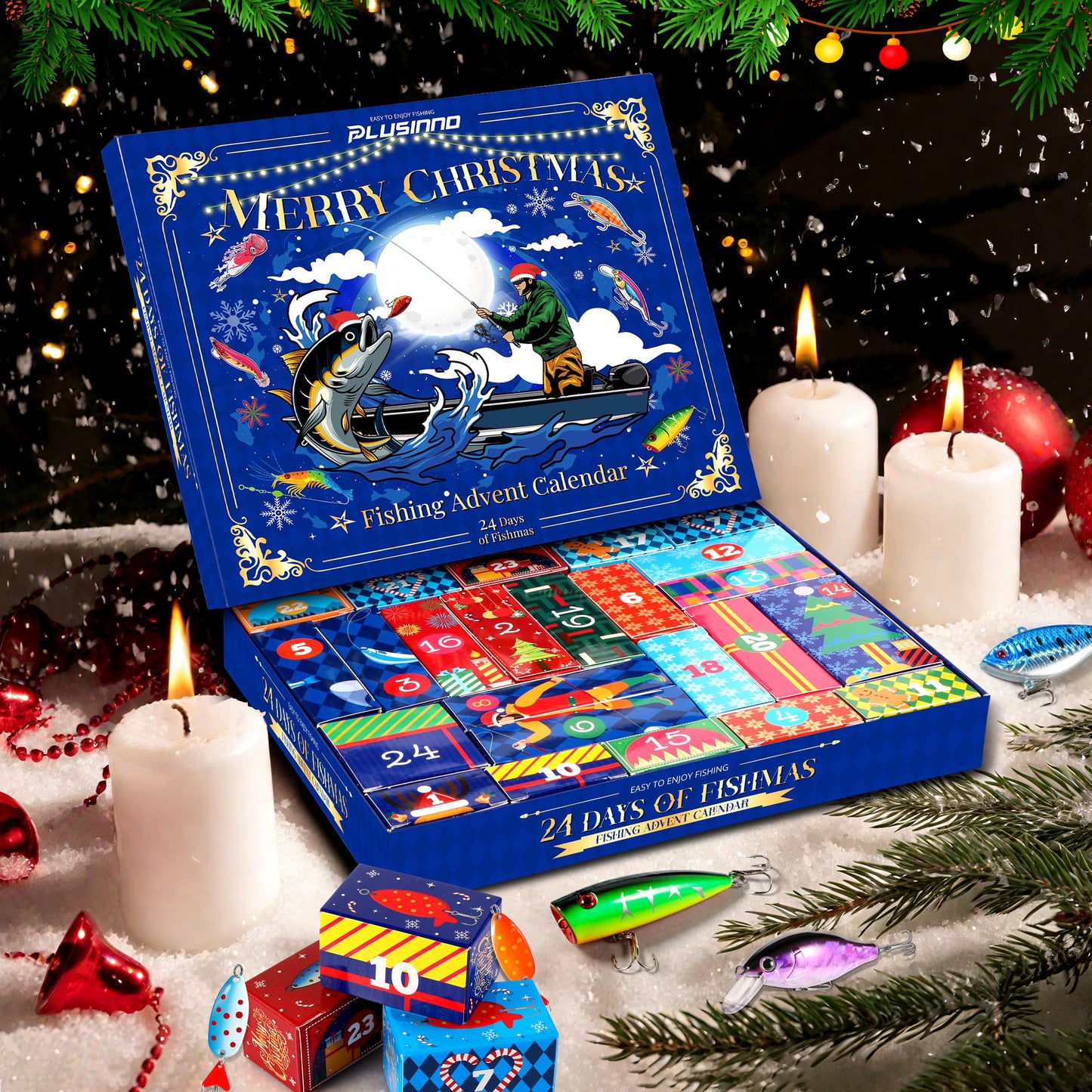 Advent Calendar 2025 Adult Fishing Advent Calendar Fishing Gifts For Men Teens Boys 24 Days Christmas Countdown Calendar Fishing Tackle Lures Gifts For Men