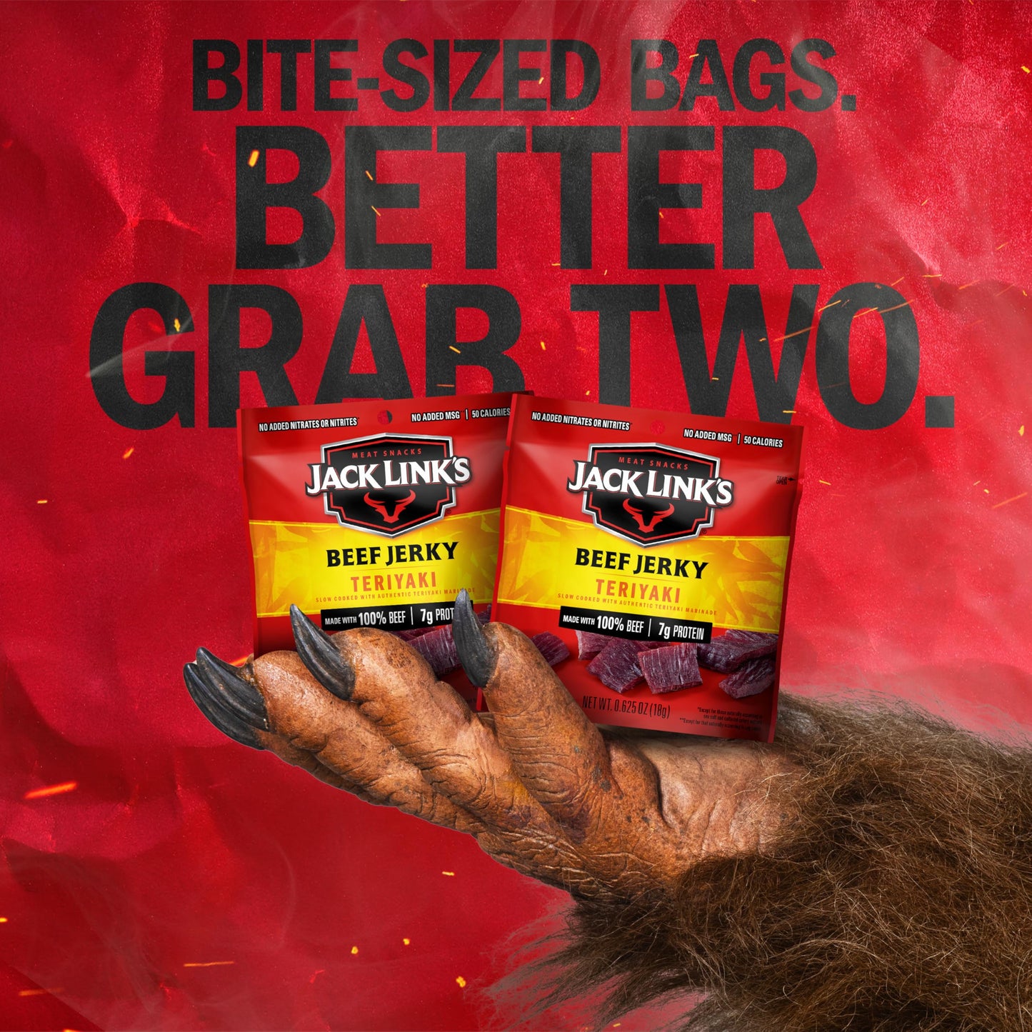 Jack Link's Beef Jerky, Teriyaki, Multipack Bags - Flavorful Meat Snacks for Lunches, Ready to Eat Protein Snacks, Individual Packs - 7g of Protein, Made with 100% Beef - 0.625 oz (Pack of 20)