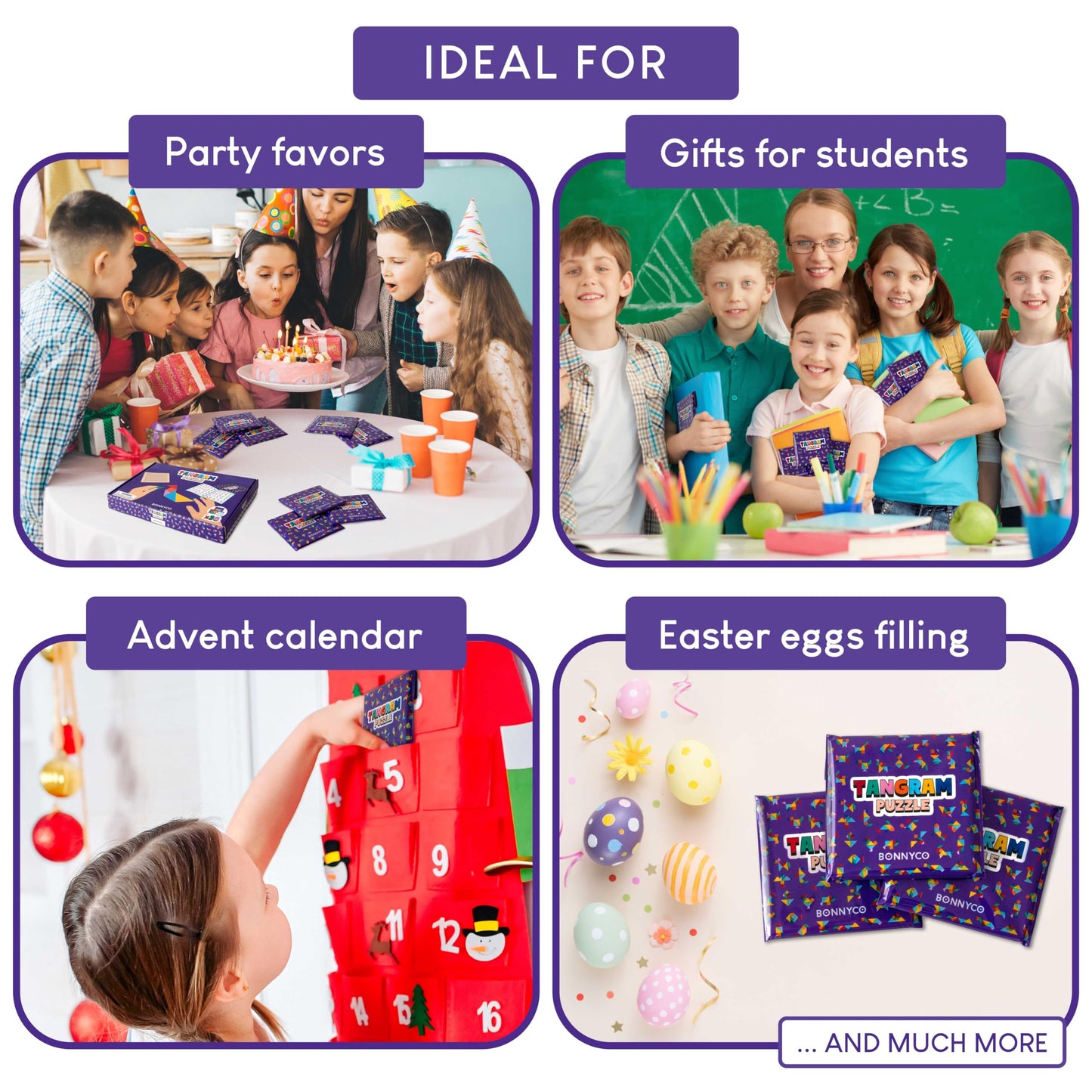 Tangram Puzzle Wooden Pack 30 Kids Party Favors - BONNYCO | Goodie Bags Stuffers for Kids 3-5 4-8, Return Gifts for Birthday Party Goody Bag Stuffers | Pinata Filler Toys Bulk Classroom Prizes Rewards