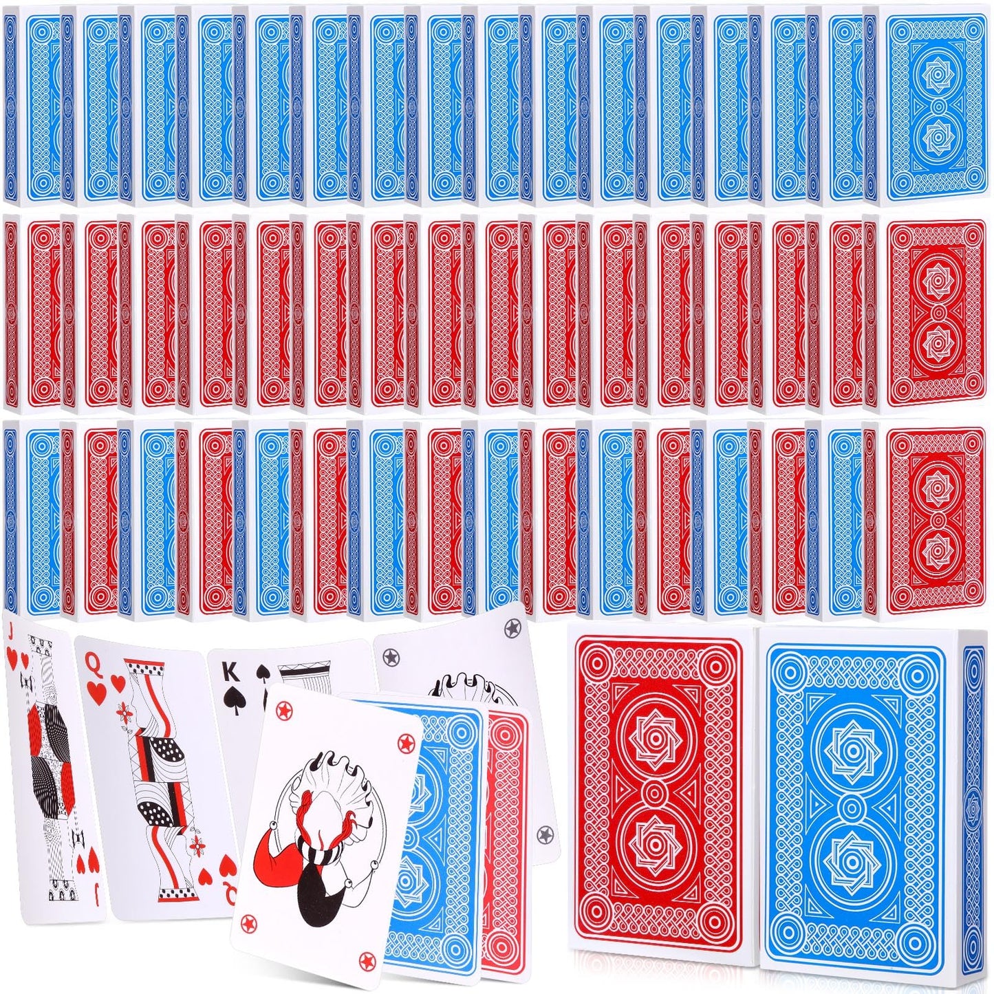 Zubebe 48 Pack Playing Cards Bulk Deck of Cards Standard Index Red and Blue Standard Playing Poker Size Travel Playing Item for Activities Party Supplies Games Novelty Gift