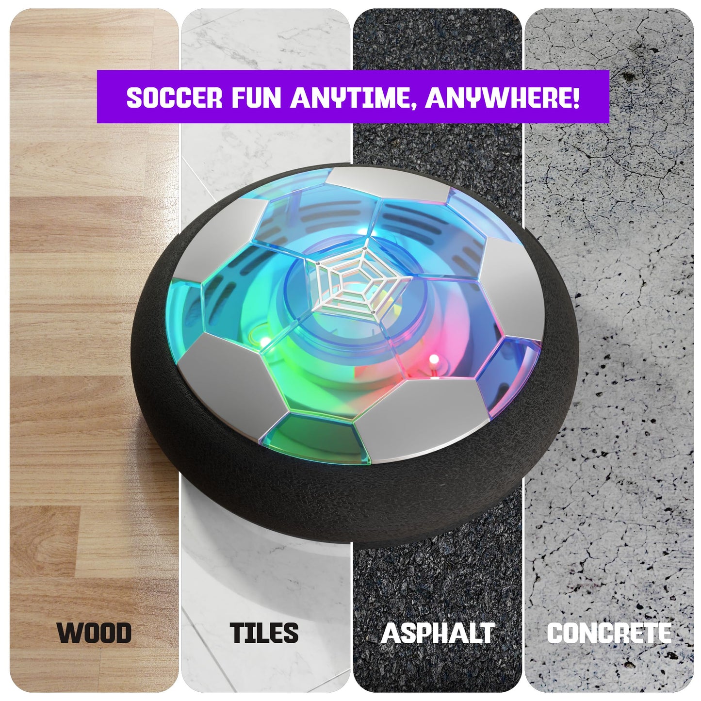 Hover Soccer Ball for Kids - Boy Birthday Gifts - Indoor Toy Games Gift for Boys Age 6, 7, 8, 9, 10, 11, 12 Year Old - Light-Up Toys Game for Kid - 6-8, 8-12 - Gift for 8 Year Olds (Single)