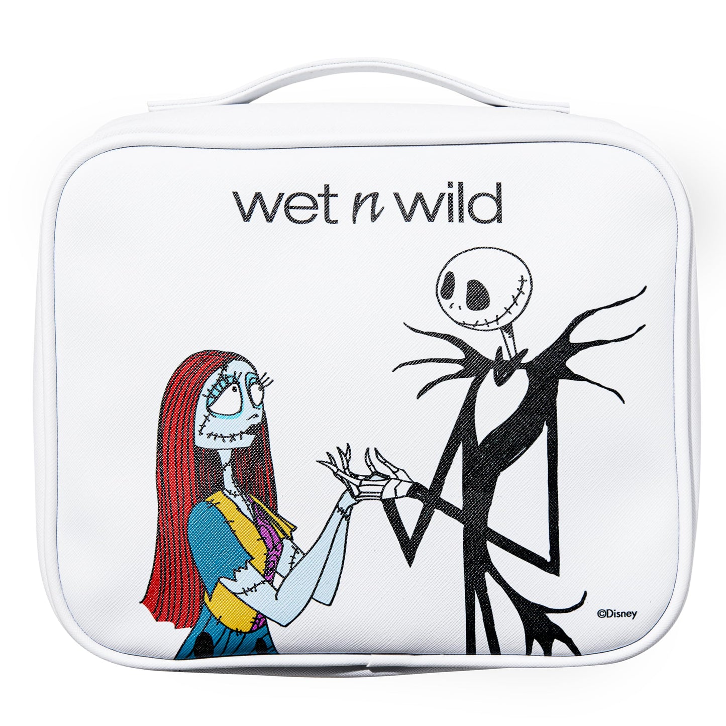 wet n wild Nightmare Before Christmas Makeup Bag - Full-Zip Closure with Bat Charms, Dual-Compartment Interior, Portable Travel Case Inspired by Disney’s Iconic Film, Cruelty-Free - Jack & Sally
