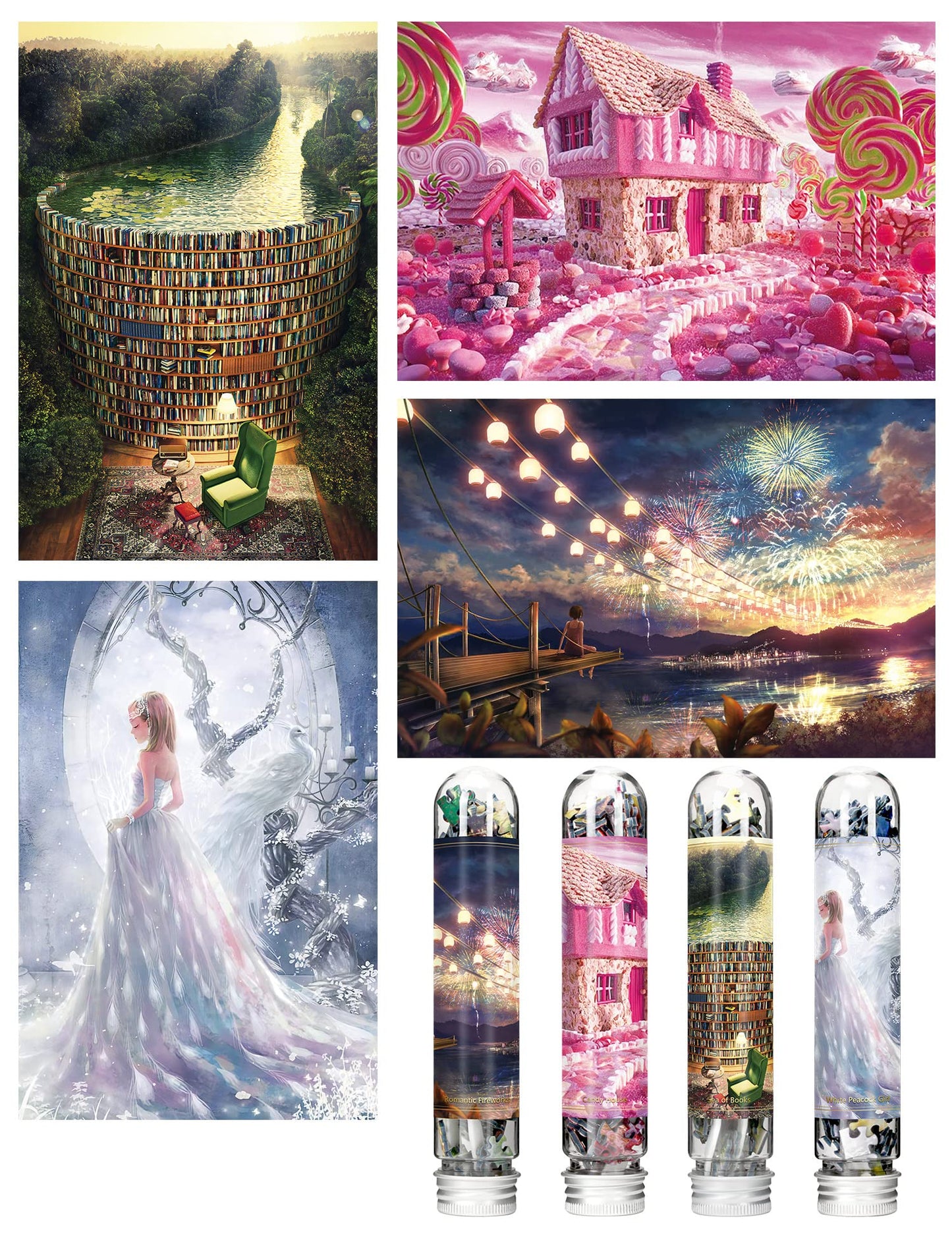 Mini Jigsaw Puzzles for Adults (4 Packs) Double-Sided Puzzle with Reference Blueprint, Micro Puzzle, Comes with Tweezers for Small Puzzles, Suitable As a Gift (4 pcak -1)